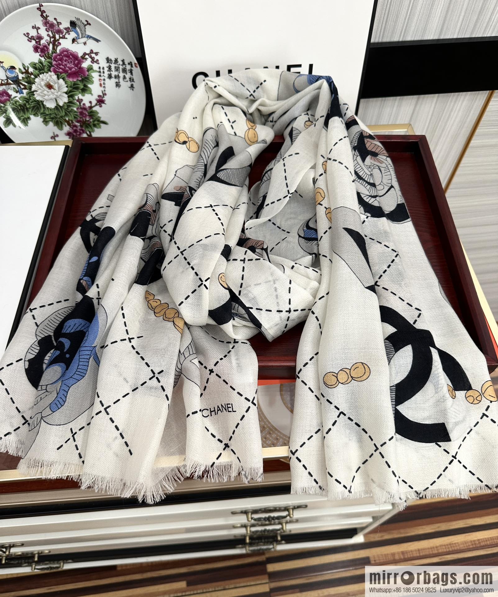 Chanel Flower Double C Cashmere Long Towel