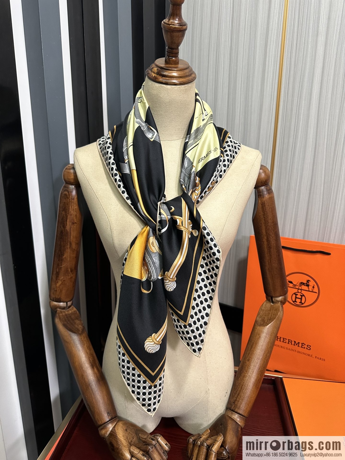 Hermes carriage design silk scarf