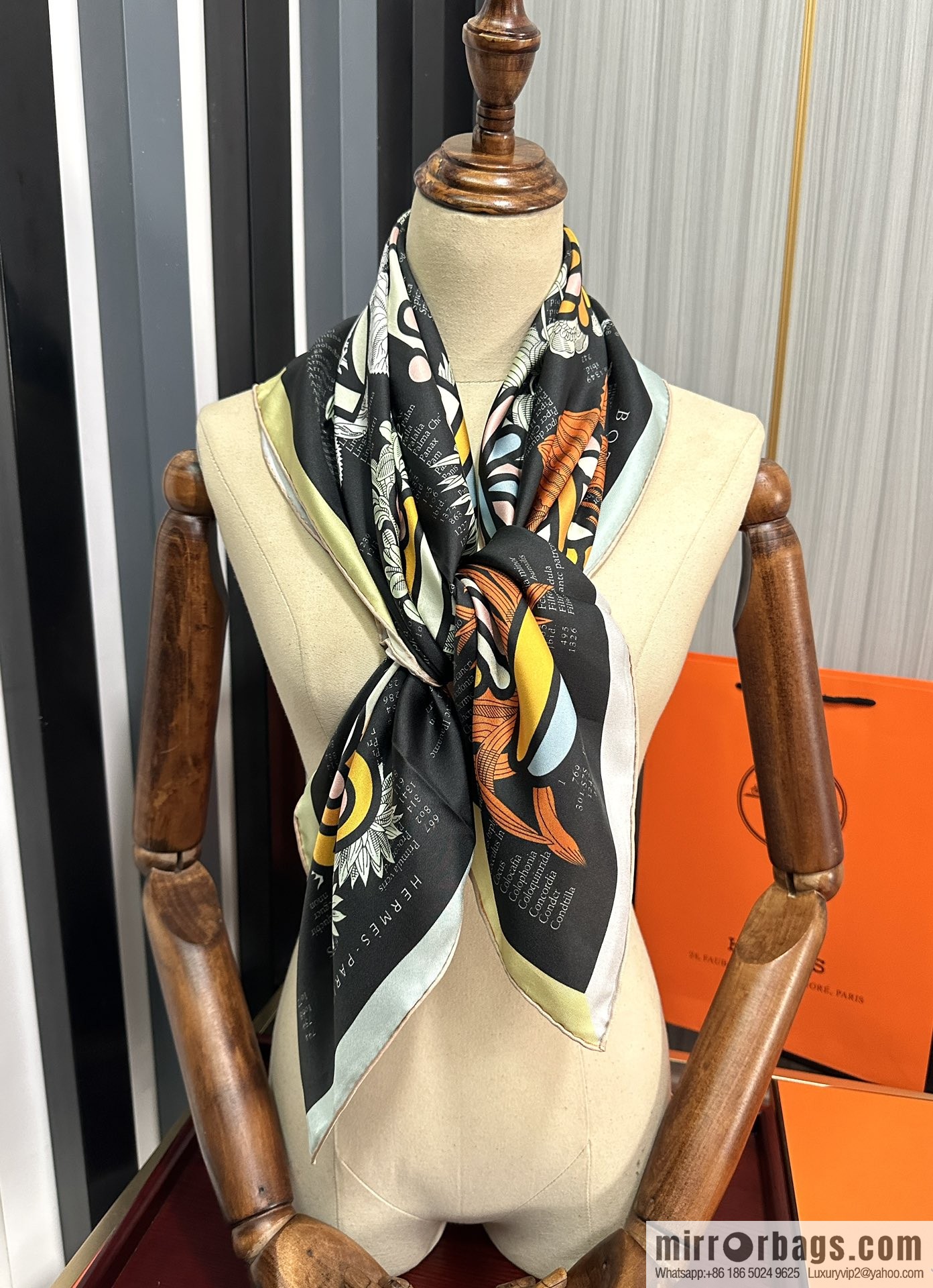 Hermes digital English silk scarf