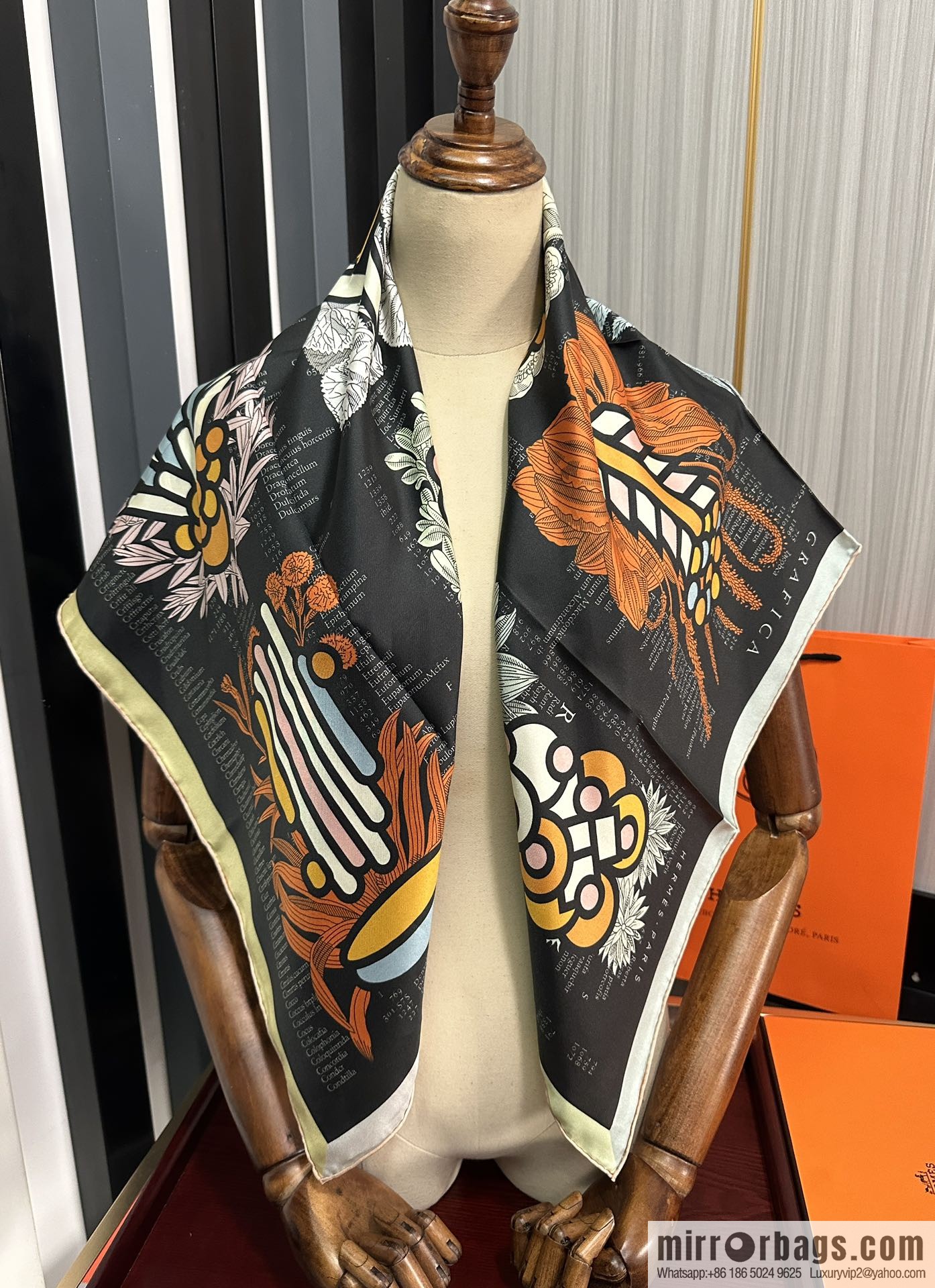 Hermes digital English silk scarf