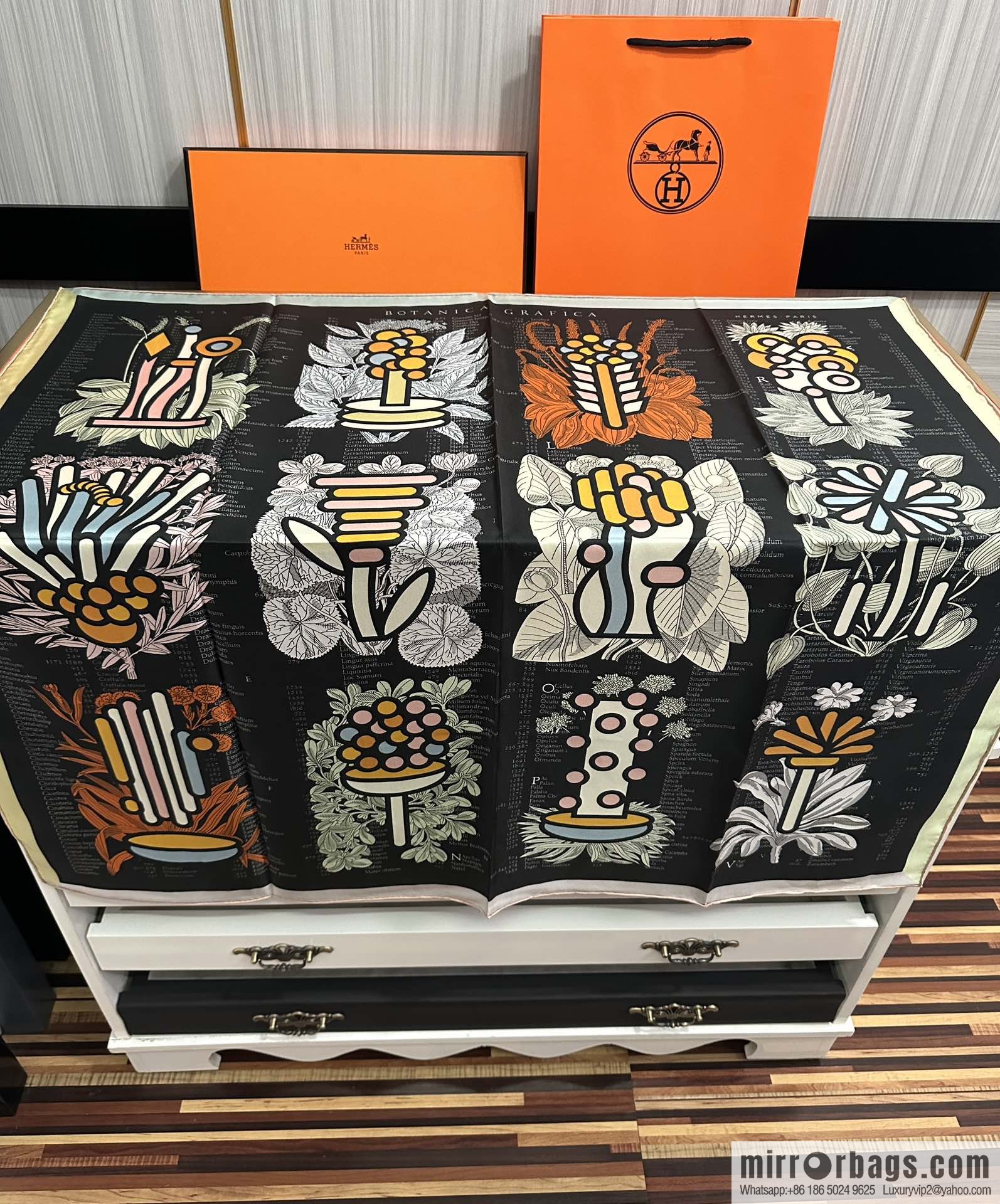 Hermes digital English silk scarf