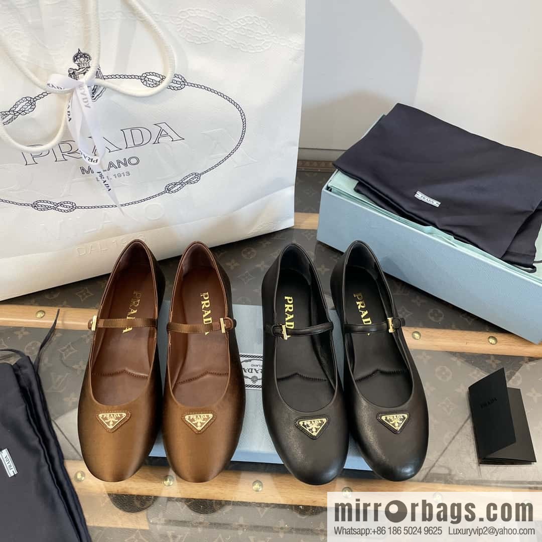 PRADA Silk satin flat, Mary Jane ballet shoes