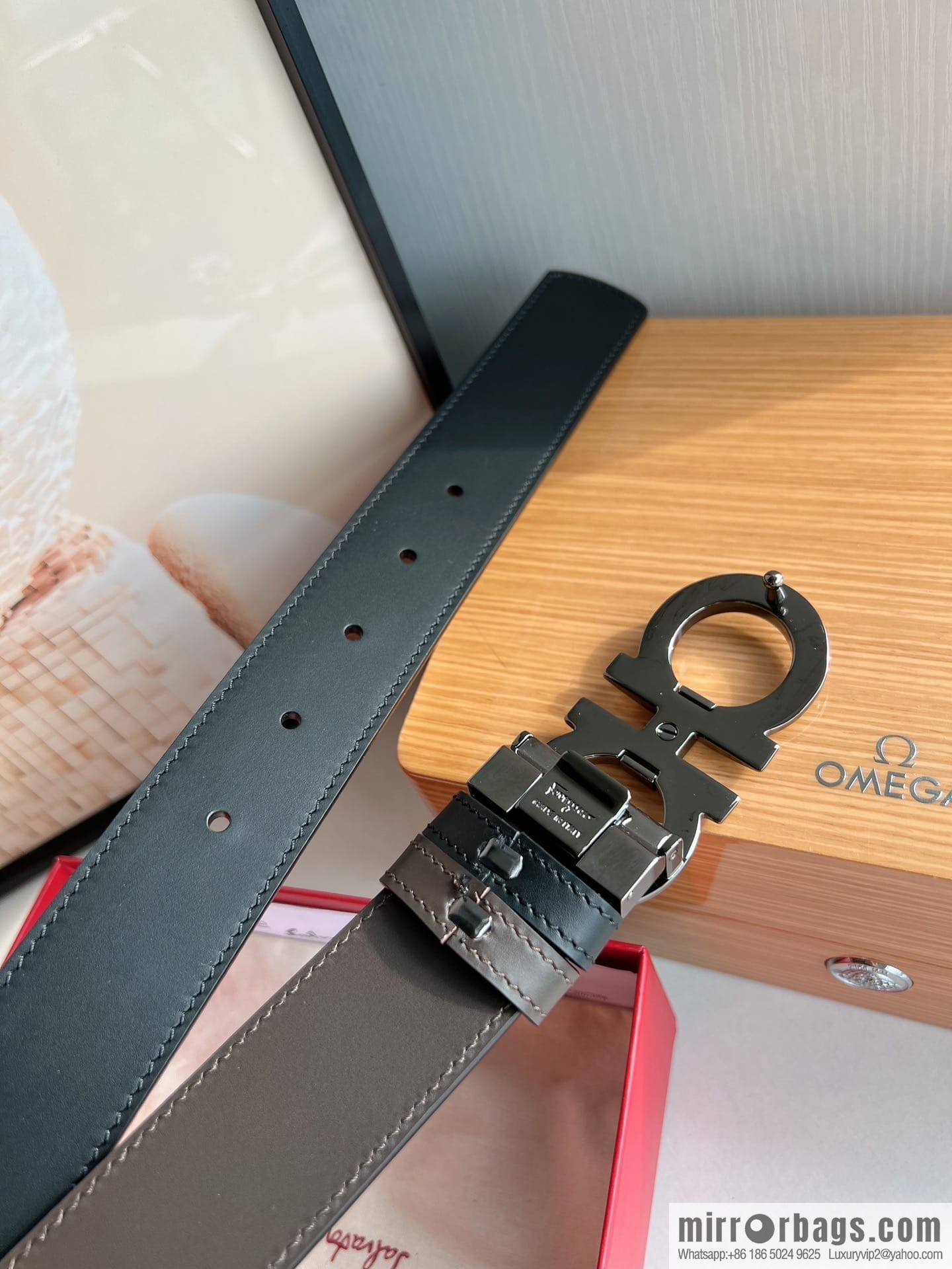 Ferragamo Ferragamo, Men's 3.5cm Boutique Metal Buckle Imported Double-Sided First Cowhide Belt