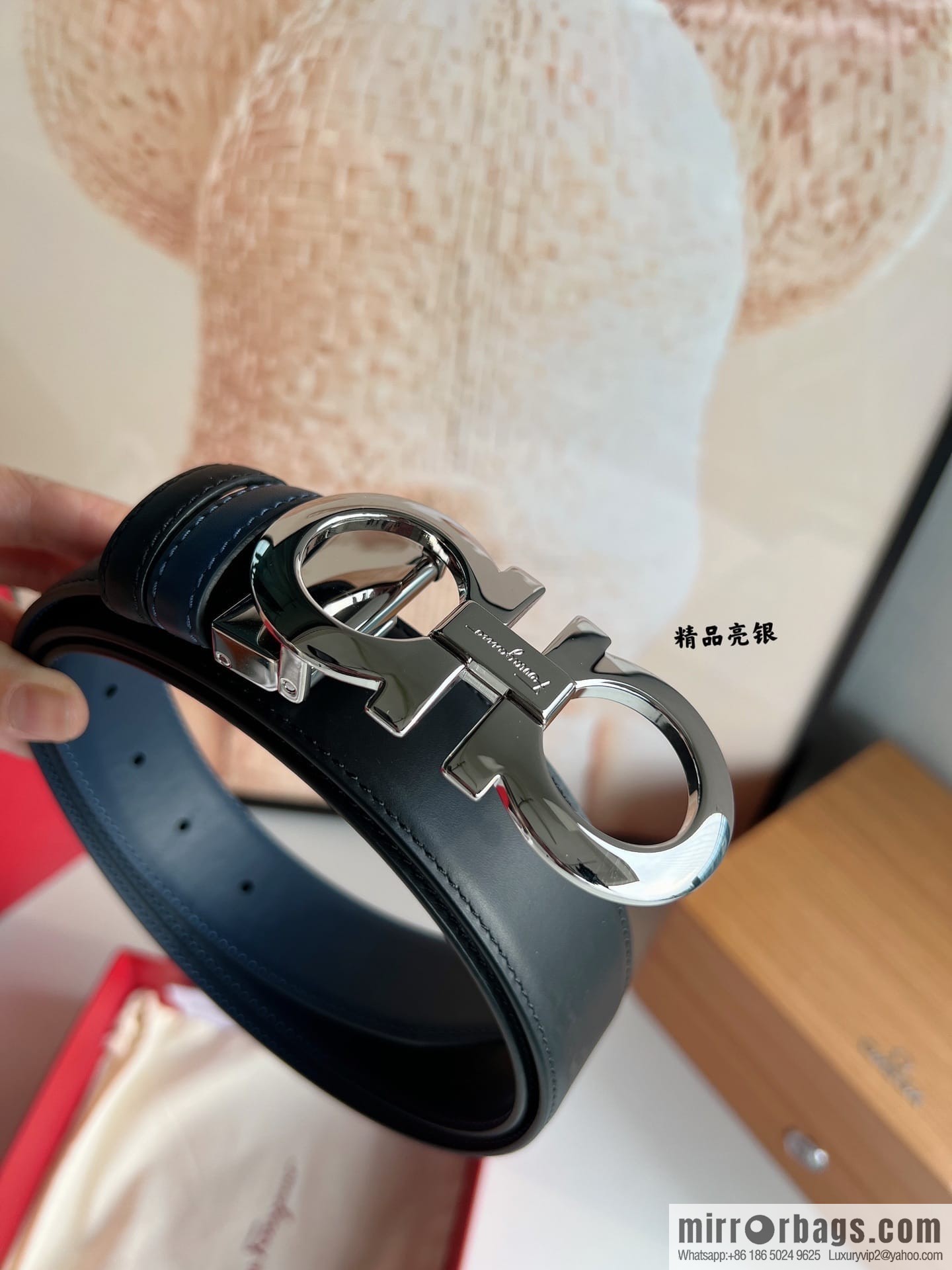 Ferragamo Ferragamo, Men's 3.5cm Boutique Metal Buckle Imported Double-Sided First Cowhide Belt
