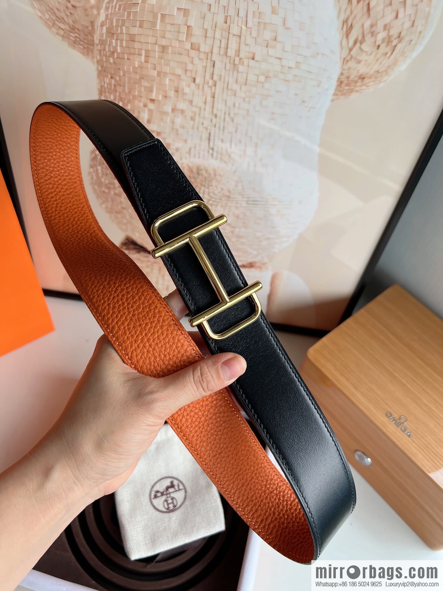 Hermes Hermes, the latest bottom leather at the counter, men's double-sided leather belt 38mm