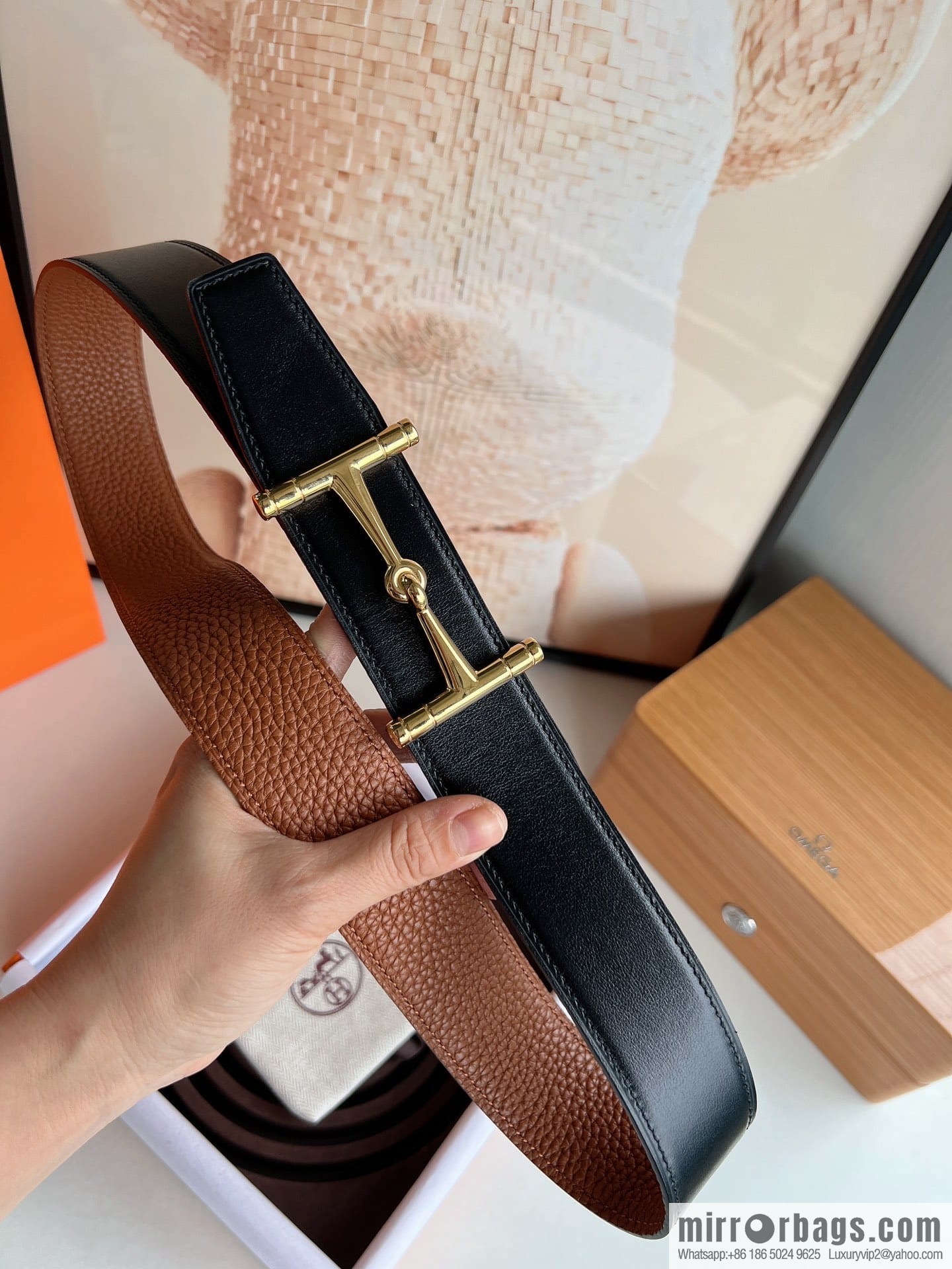 Hermes Hermes, the latest bottom leather at the counter, men's double-sided leather belt 38mm