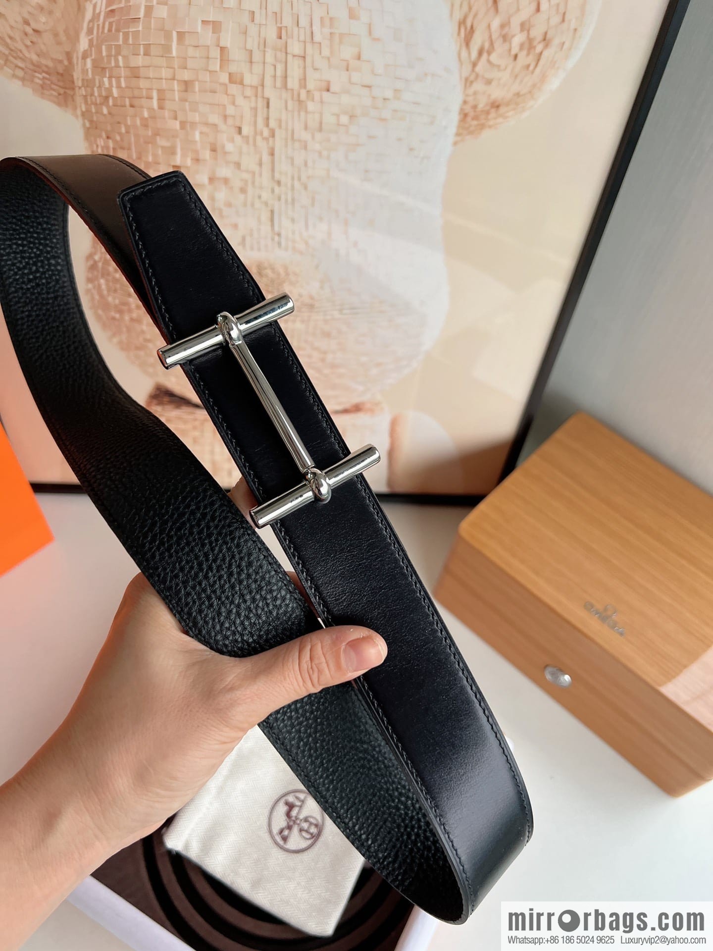Hermes Hermes, the latest bottom leather at the counter, men's double-sided leather belt 38mm