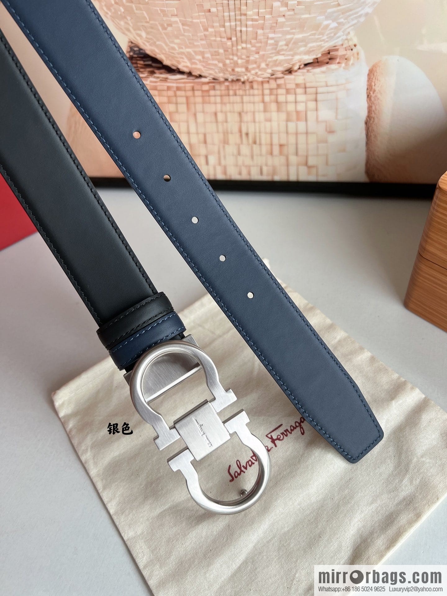 Ferragamo Ferragamo, boutique 8-character counter version metal buckle men's 3.5cm belt