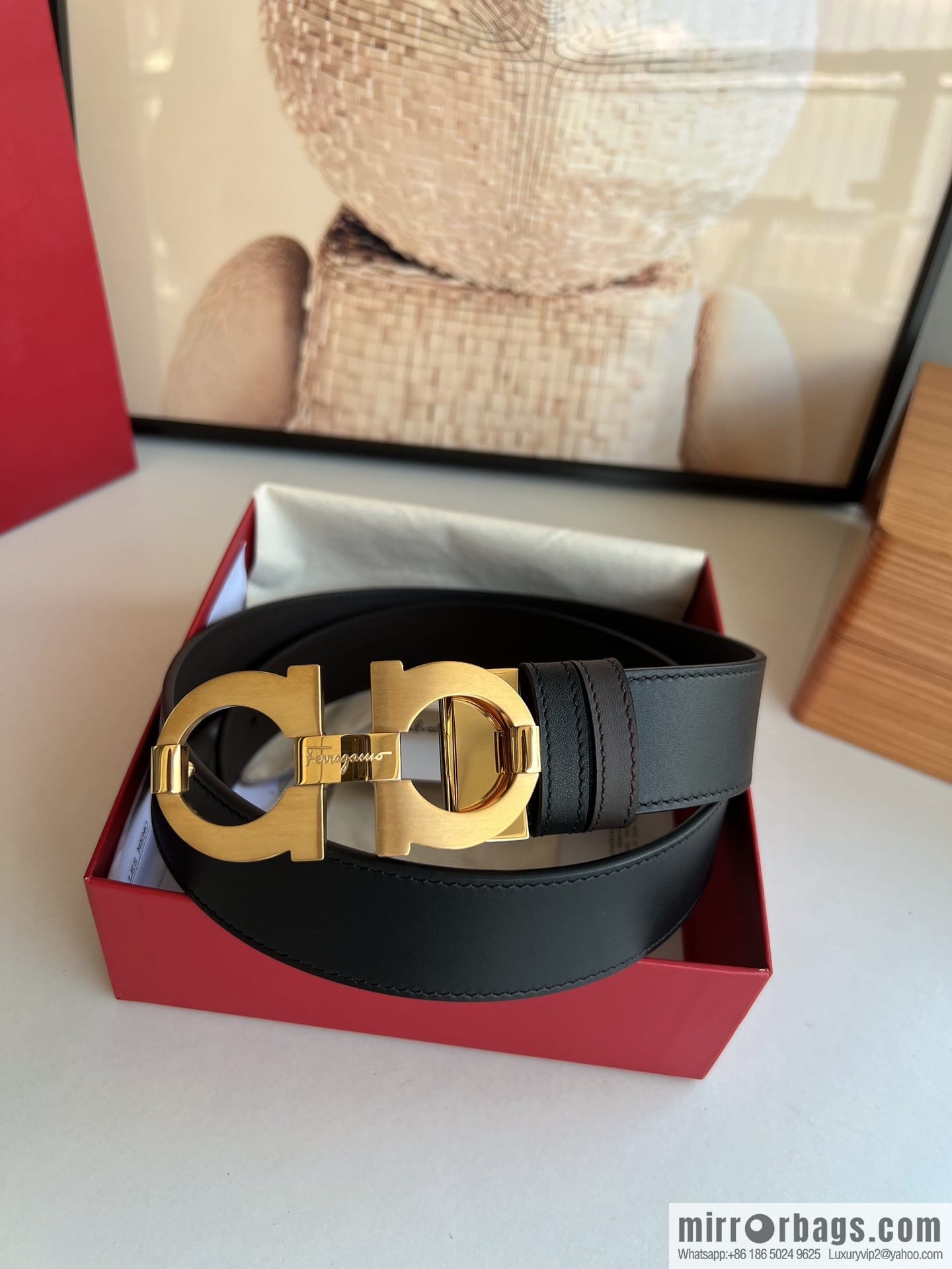 Ferragamo Ferragamo, Stainless Steel Figure 8 Metal Clip Buckle Men's 3.5cm Belt
