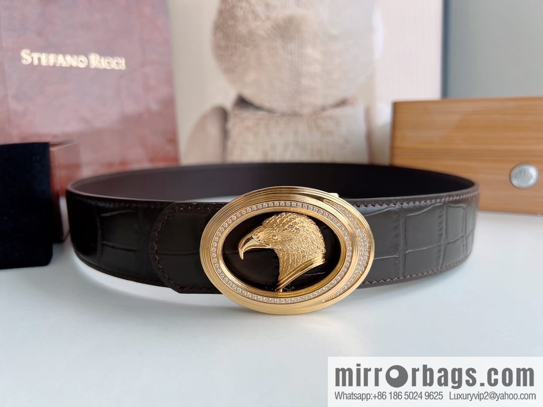Stefano. Ricci Stephen, Stainless Steel Hand Engraved Craft Eagle Head Men's 3.8cm Belt