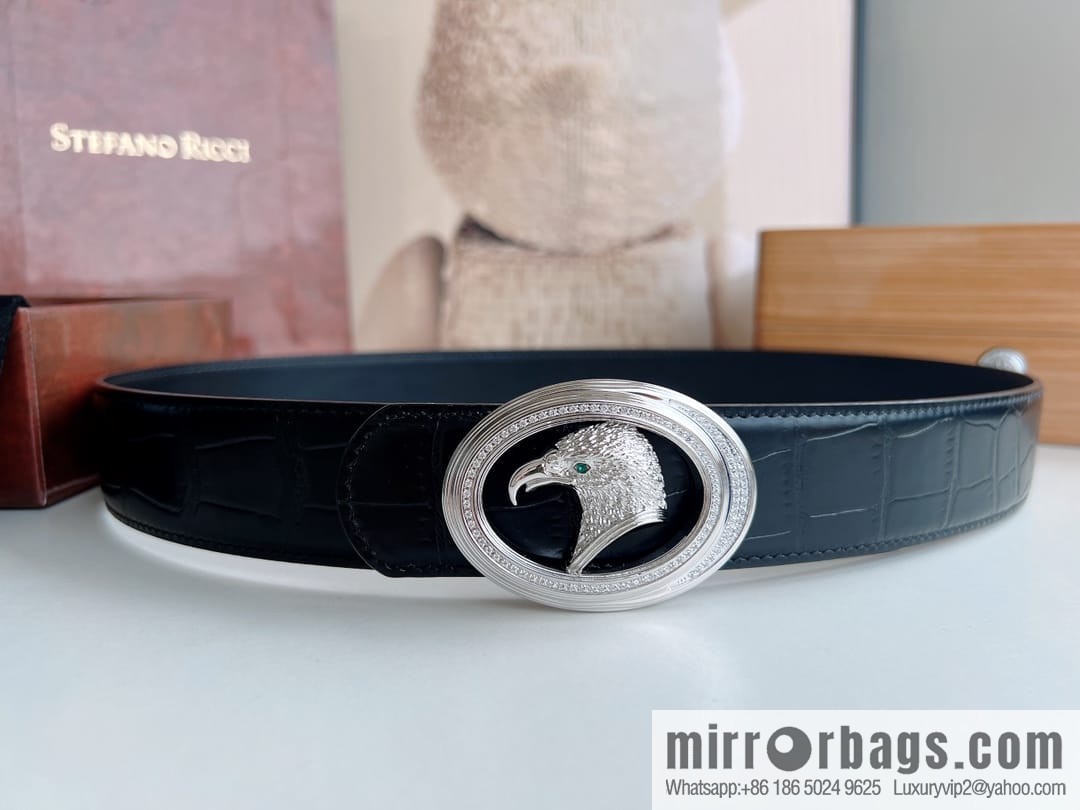 Stefano. Ricci Stephen, Stainless Steel Hand Engraved Craft Eagle Head Men's 3.8cm Belt
