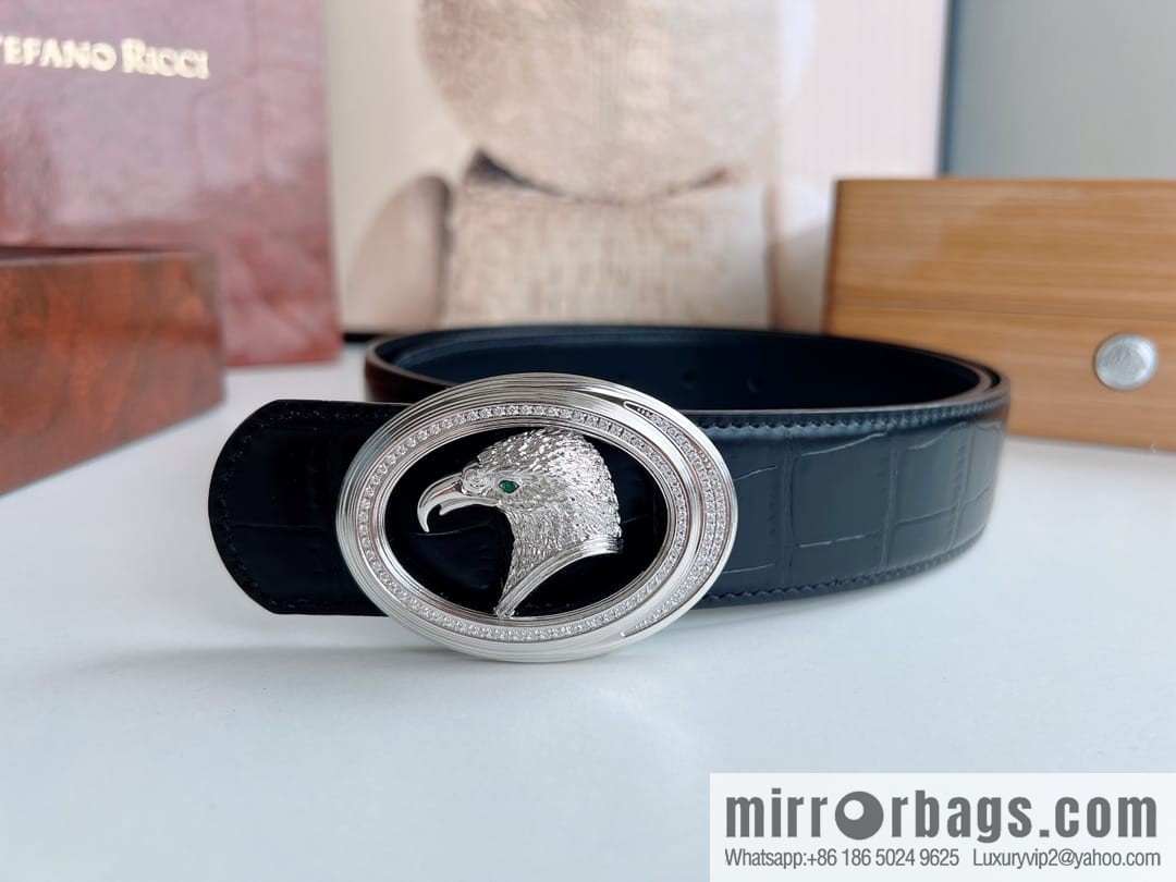 Stefano. Ricci Stephen, Stainless Steel Hand Engraved Craft Eagle Head Men's 3.8cm Belt