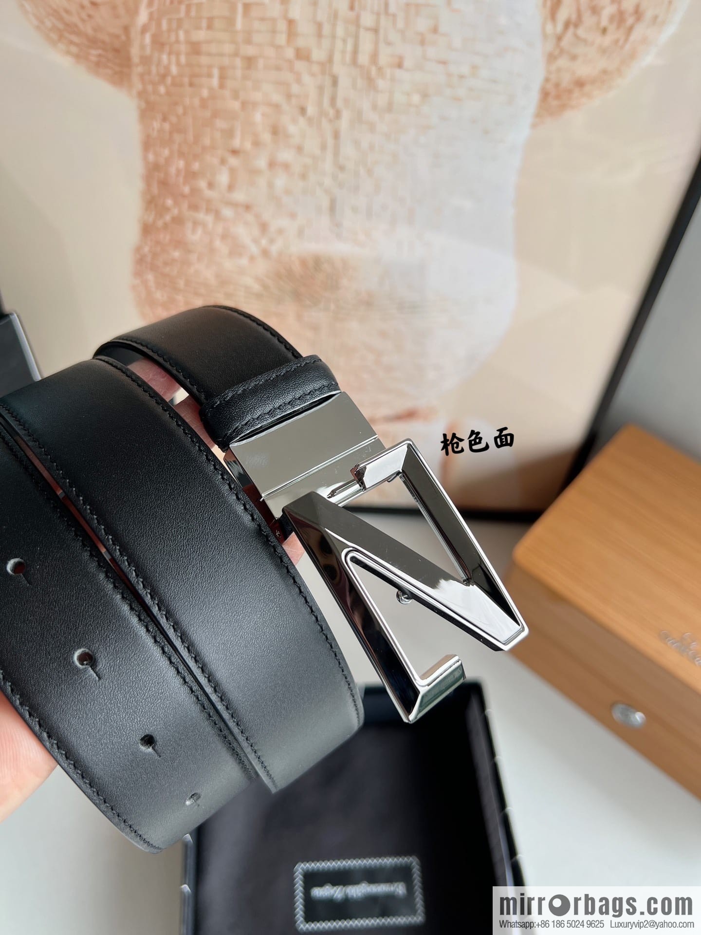 Ermengildo. Zein Double Sided Cowhide Sheepskin Textured Men's 3.5cm Belt