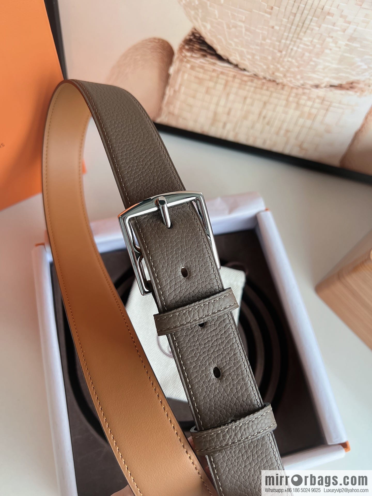 HERMES/Hermès, stylish and comfortable pin buckle cowhide belt 35mm