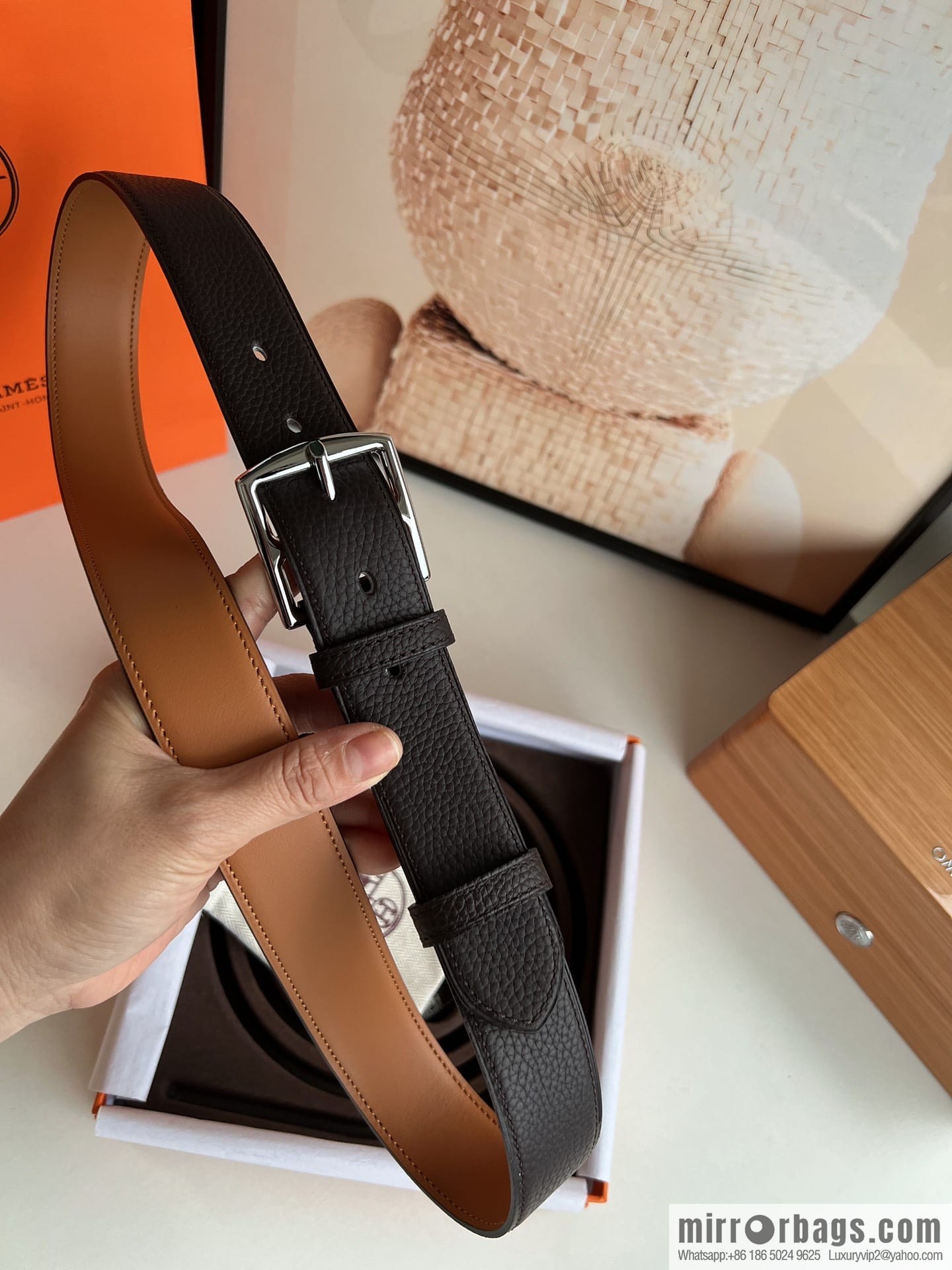 HERMES/Hermès, stylish and comfortable pin buckle cowhide belt 35mm