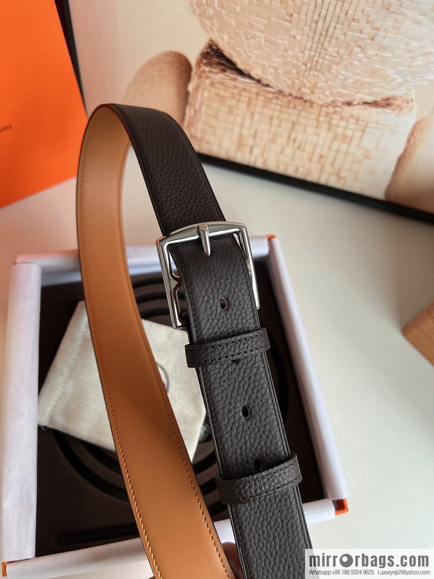 HERMES/Hermès, stylish and comfortable pin buckle cowhide belt 35mm