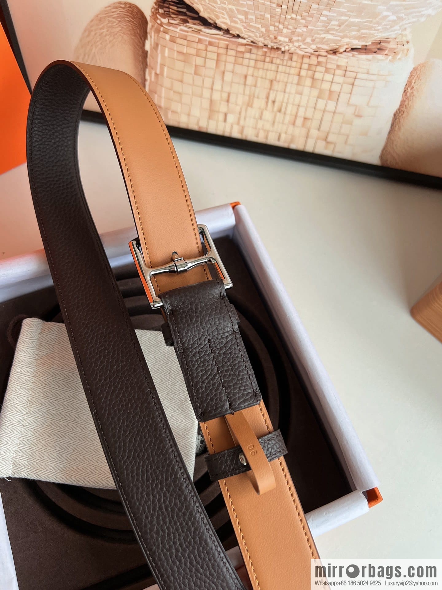HERMES/Hermès, stylish and comfortable pin buckle cowhide belt 35mm