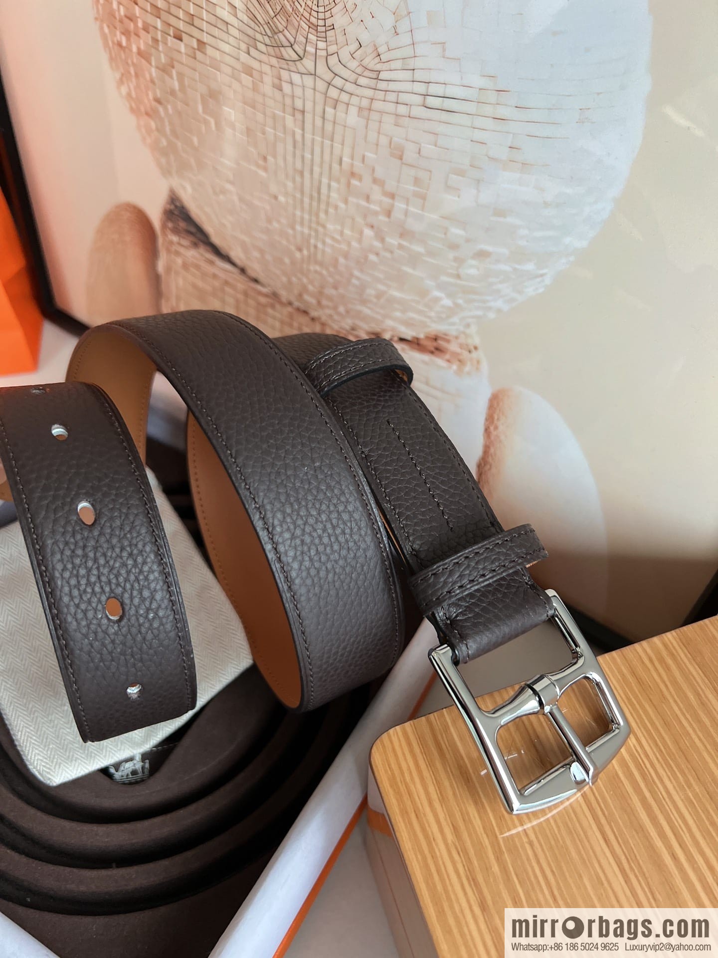 HERMES/Hermès, stylish and comfortable pin buckle cowhide belt 35mm
