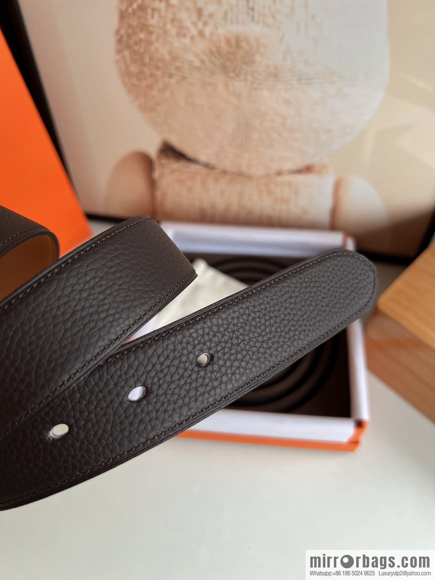 HERMES/Hermès, stylish and comfortable pin buckle cowhide belt 35mm