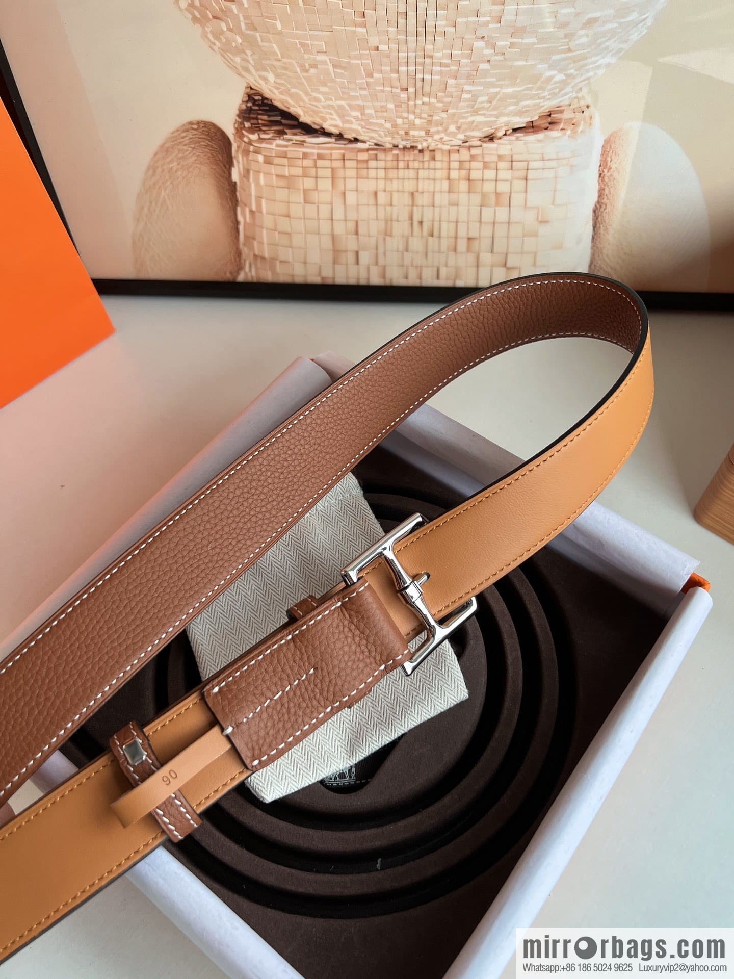 HERMES/Hermès, stylish and comfortable pin buckle cowhide belt 35mm