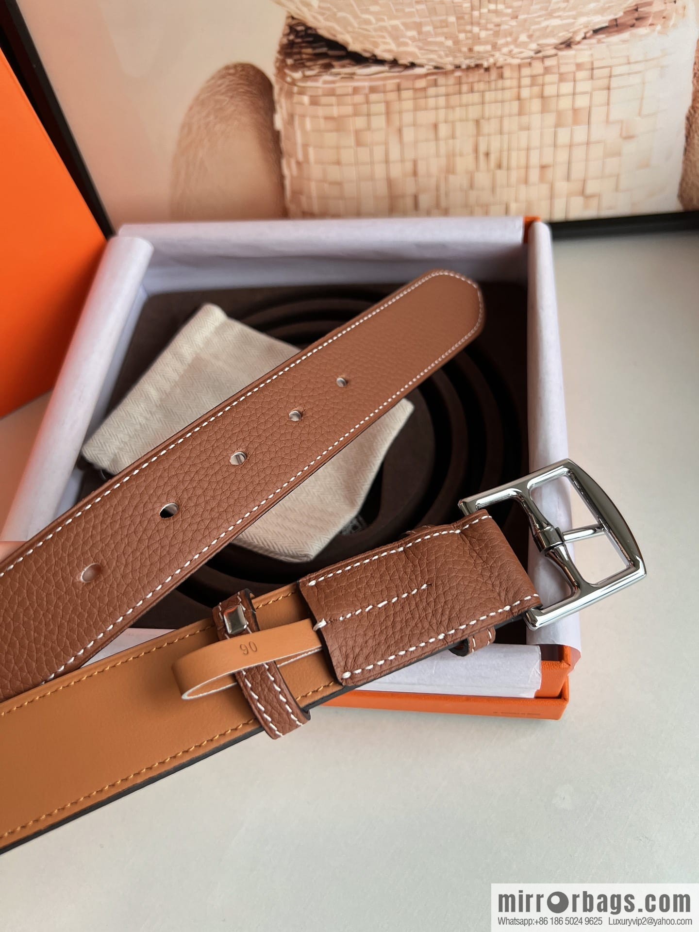 HERMES/Hermès, stylish and comfortable pin buckle cowhide belt 35mm