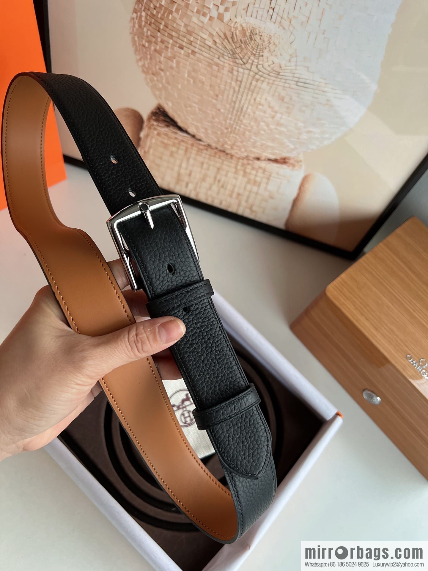 HERMES/Hermès, stylish and comfortable pin buckle cowhide belt 35mm