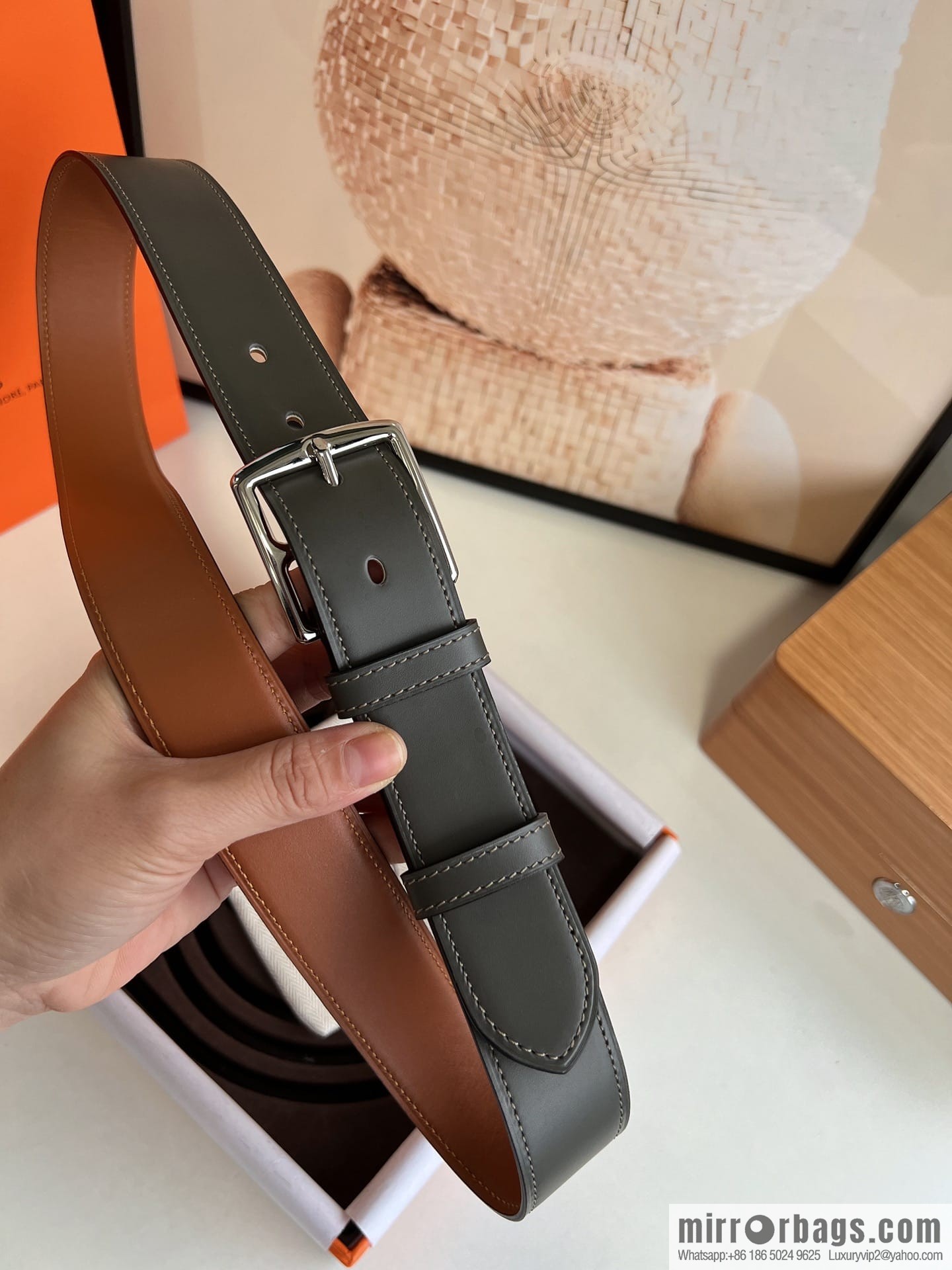HERMES/Hermès, stylish and comfortable pin buckle cowhide belt 35mm