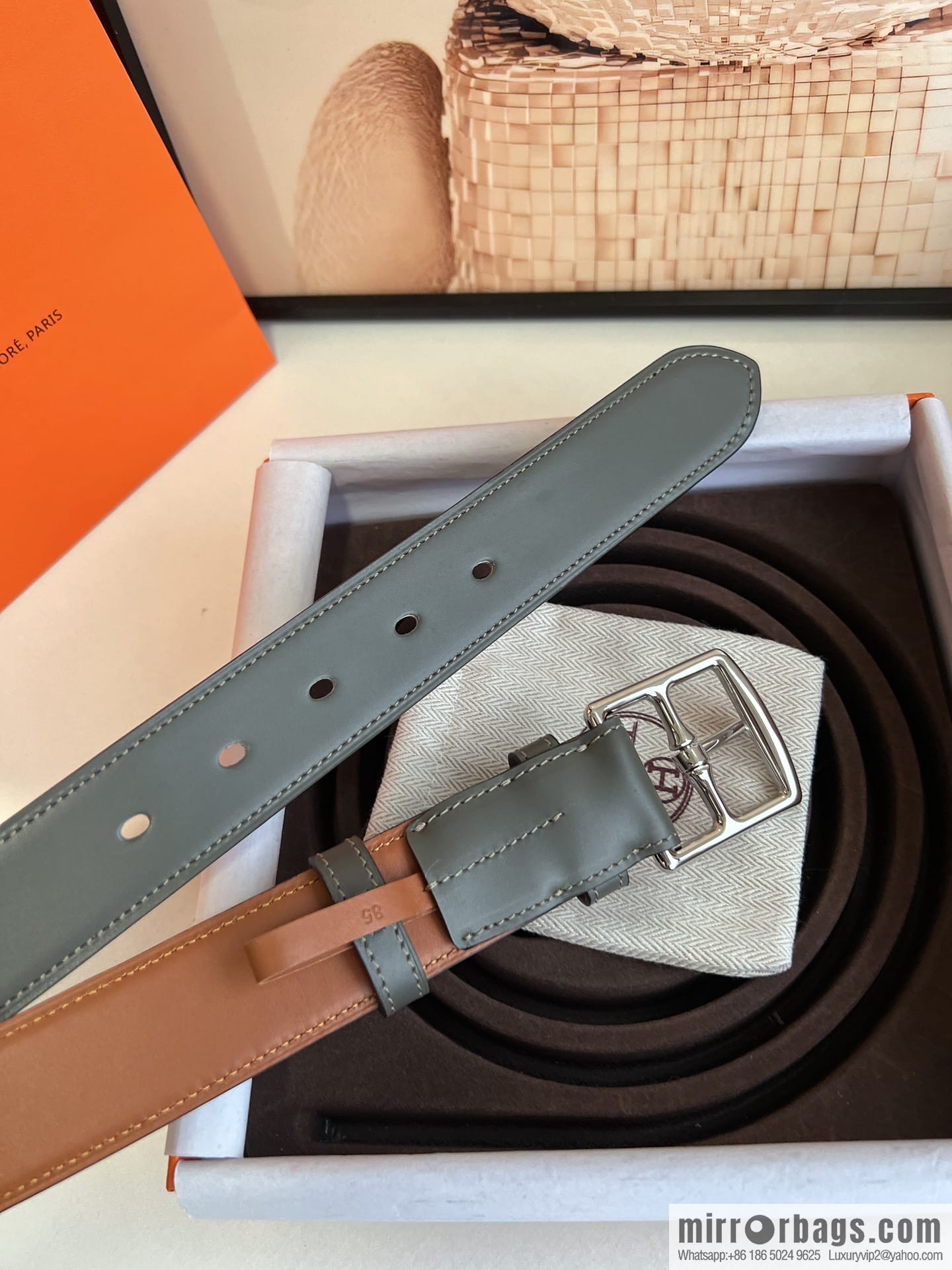 HERMES/Hermès, stylish and comfortable pin buckle cowhide belt 35mm