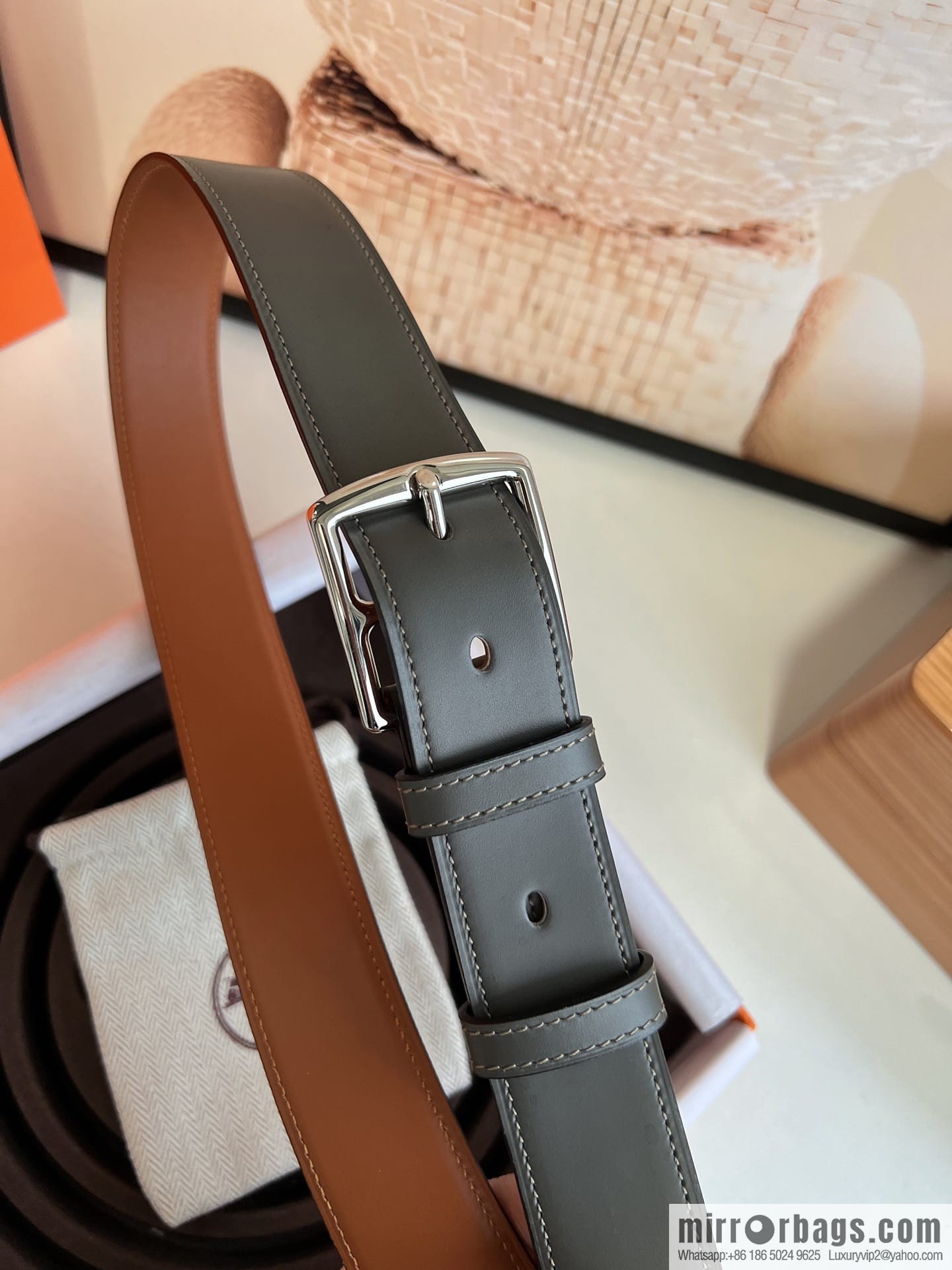 HERMES/Hermès, stylish and comfortable pin buckle cowhide belt 35mm
