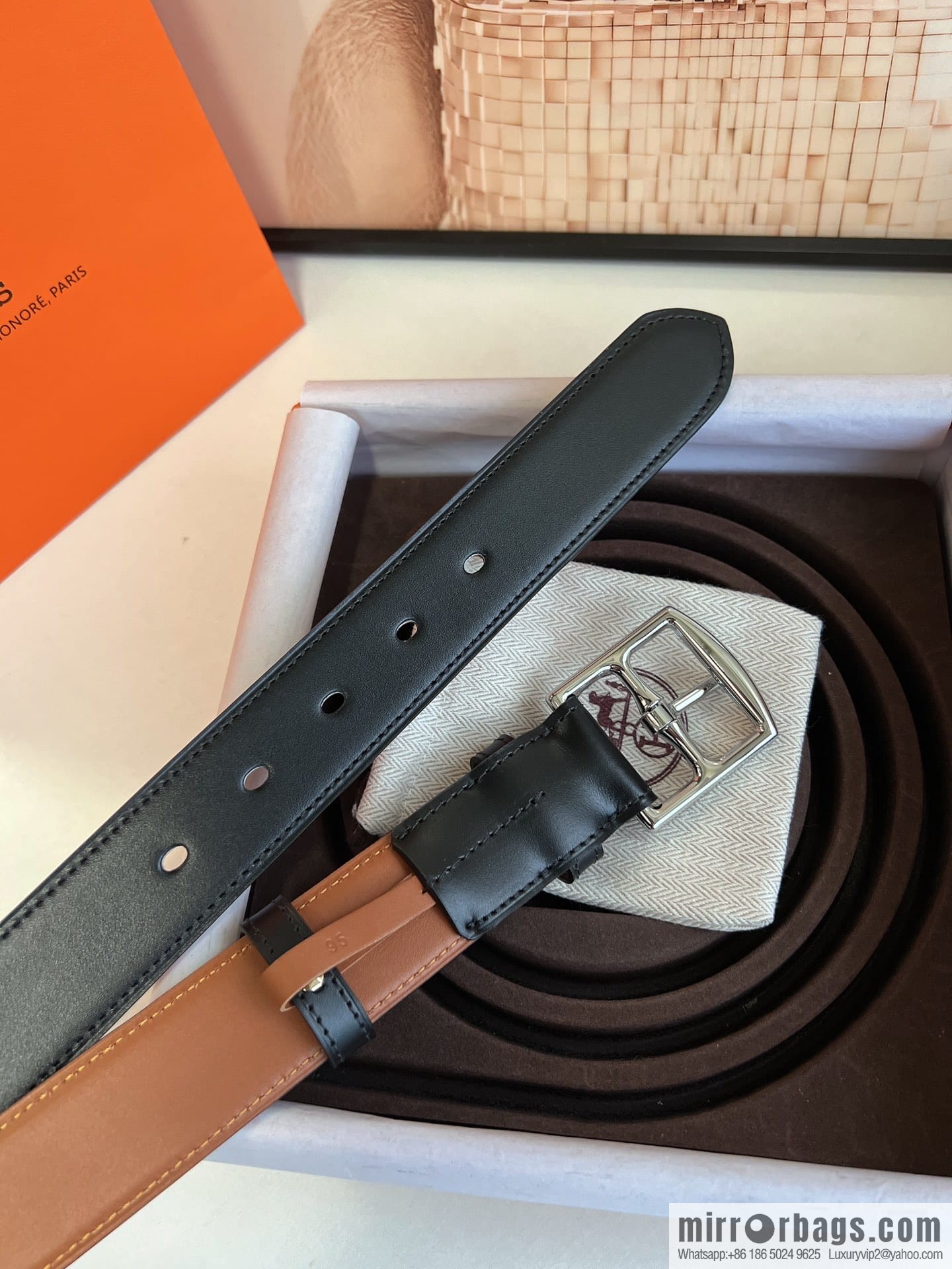 HERMES/Hermès, stylish and comfortable pin buckle cowhide belt 35mm