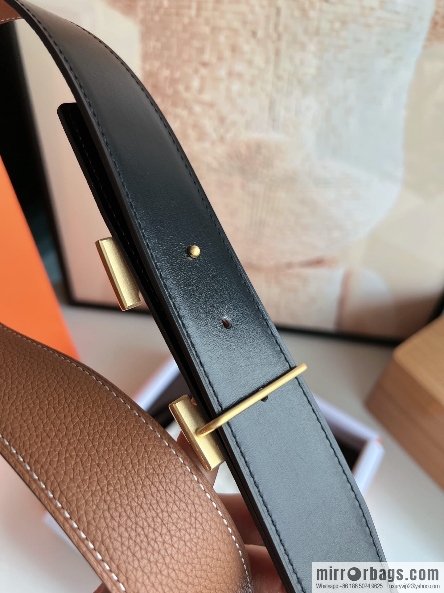 Hermes Togo Leather Double Sided Leather Belt 38mm