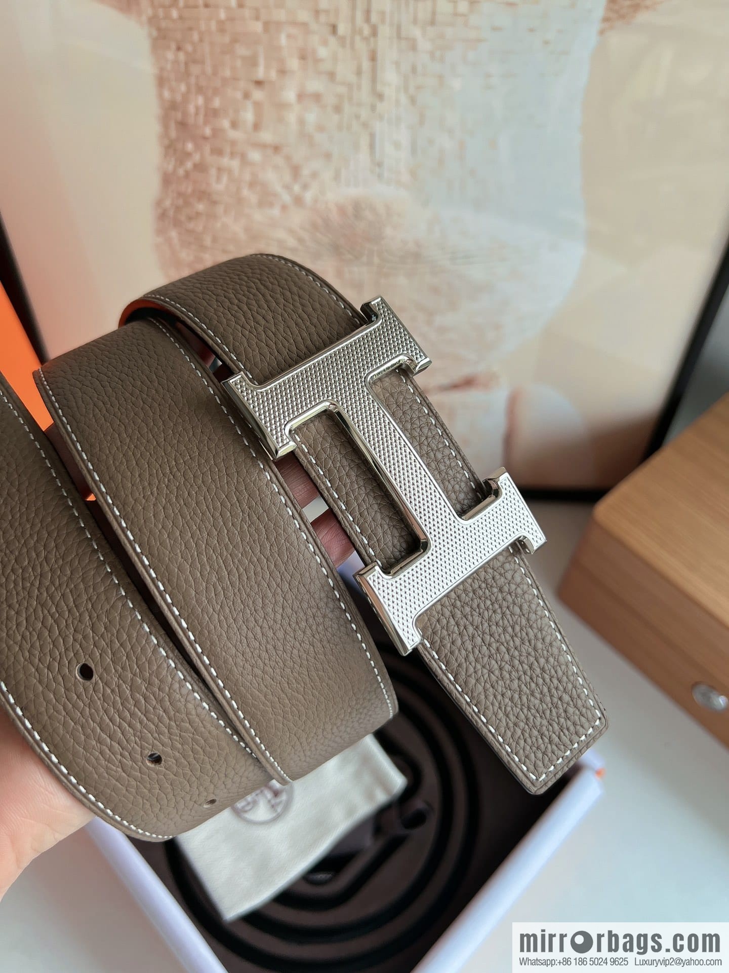 Hermes Togo Leather Double Sided Leather Belt 38mm
