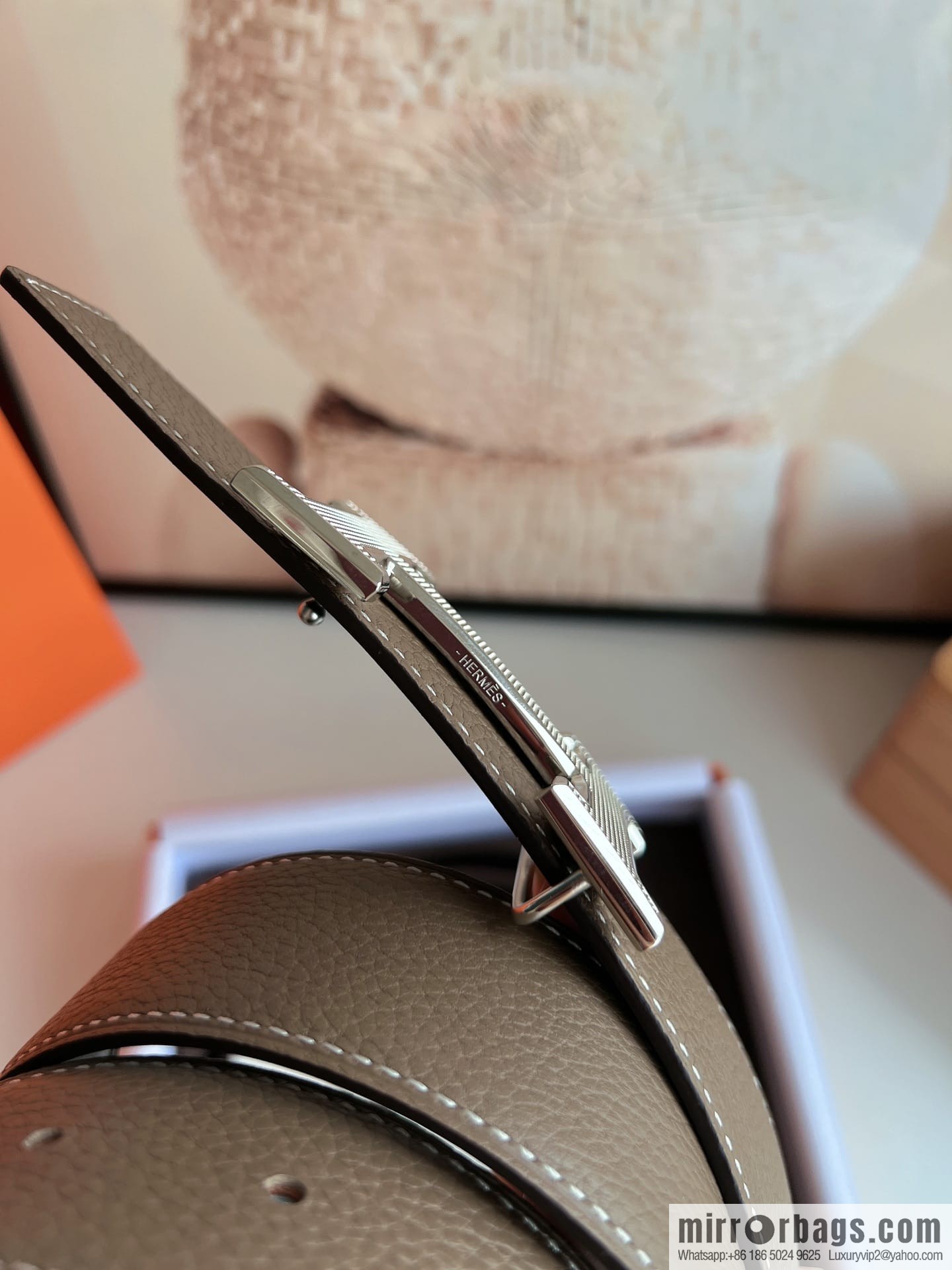 Hermes Togo Leather Double Sided Leather Belt 38mm