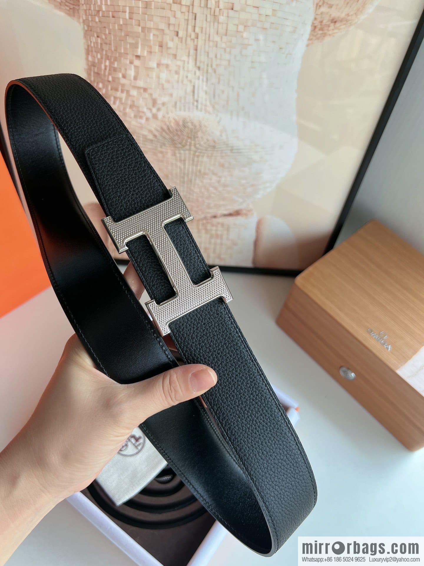Hermes Togo Leather Double Sided Leather Belt 38mm