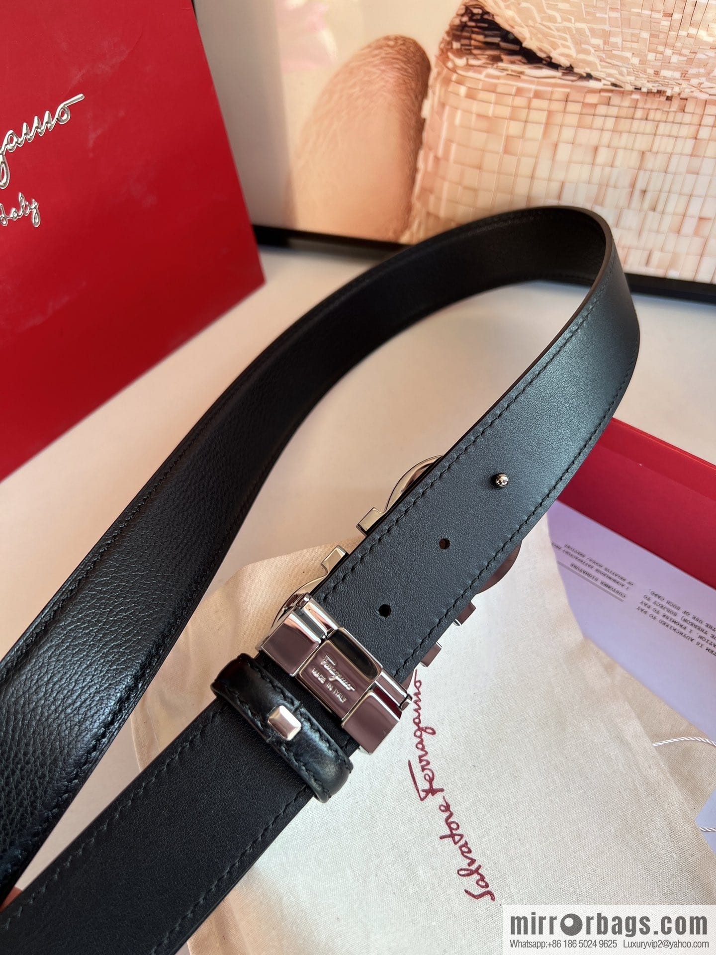 Ferragamo Ferragamo, Cowhide Handmade Men's 3.5cm Belt