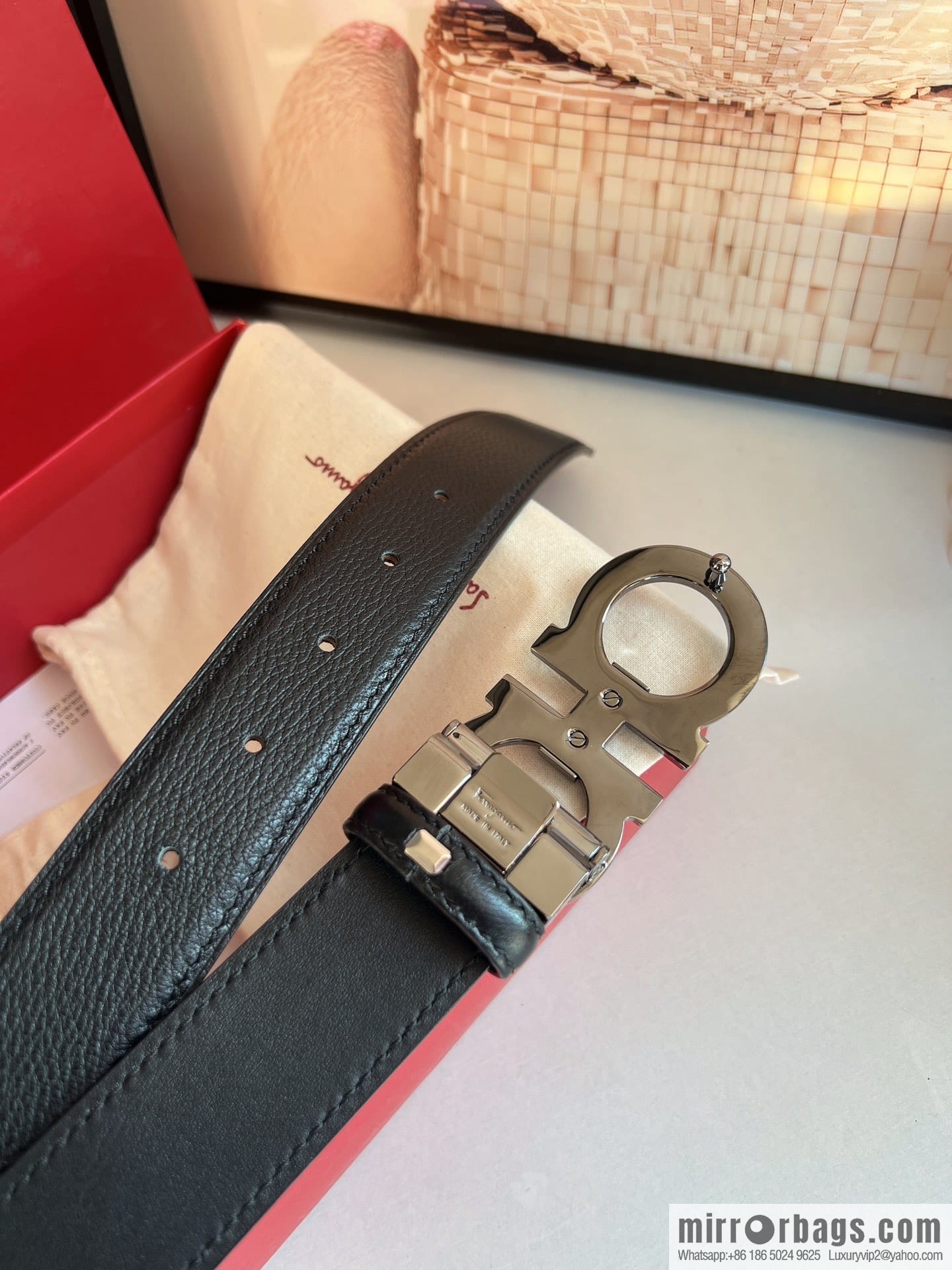 Ferragamo Ferragamo, Cowhide Handmade Men's 3.5cm Belt