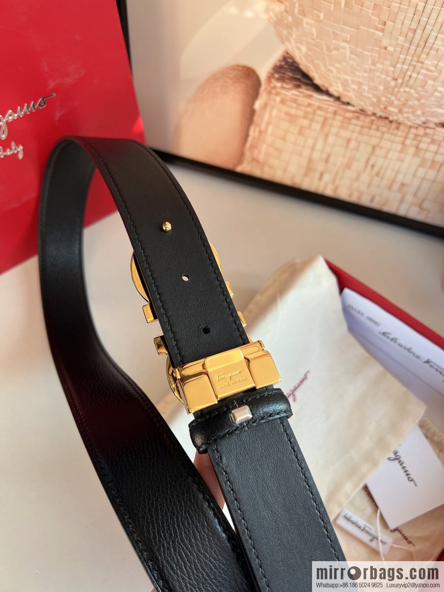 Ferragamo Ferragamo, Cowhide Handmade Men's 3.5cm Belt