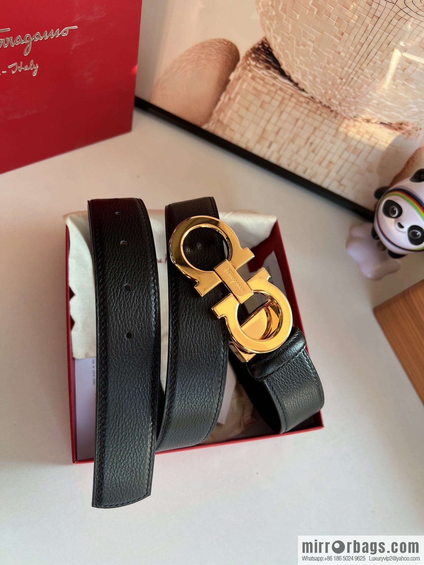 Ferragamo Ferragamo, Cowhide Handmade Men's 3.5cm Belt