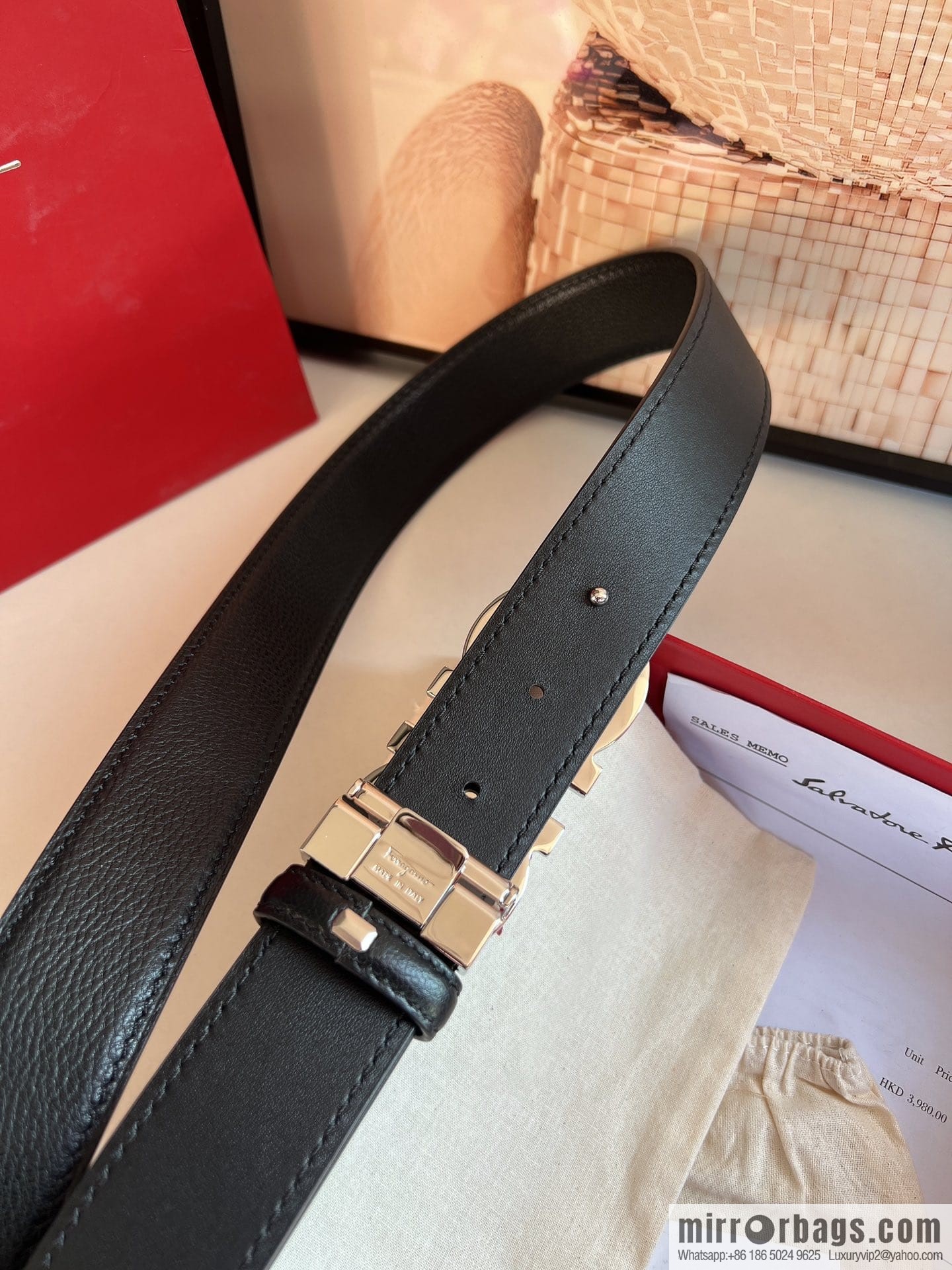 Ferragamo Ferragamo, Cowhide Handmade Men's 3.5cm Belt