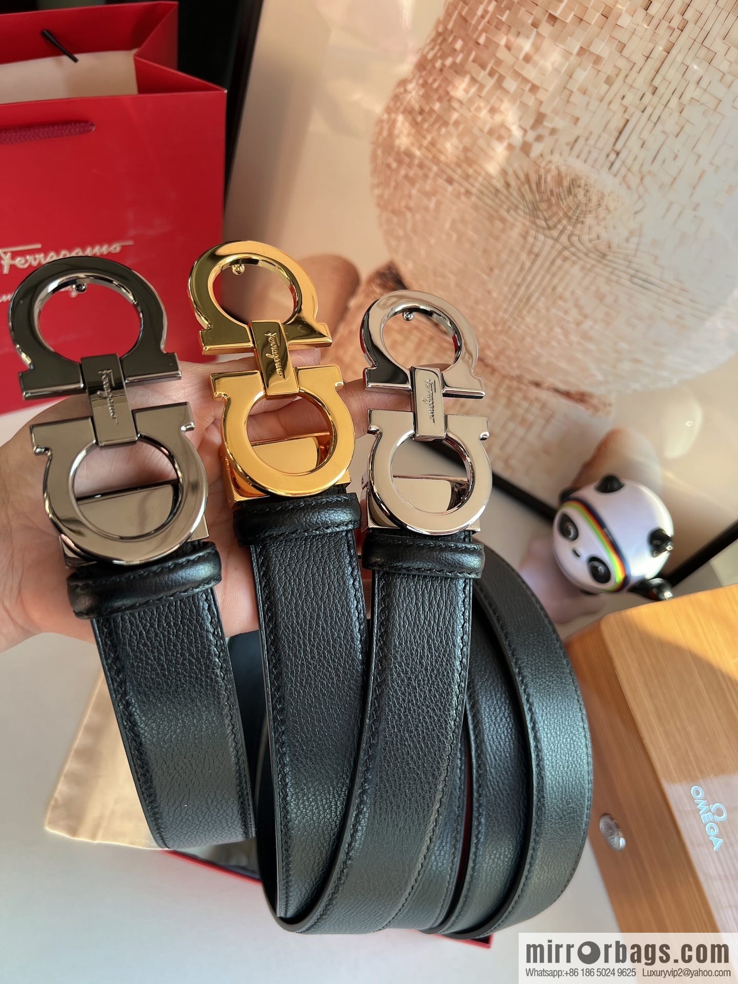 Ferragamo Ferragamo, Cowhide Handmade Men's 3.5cm Belt