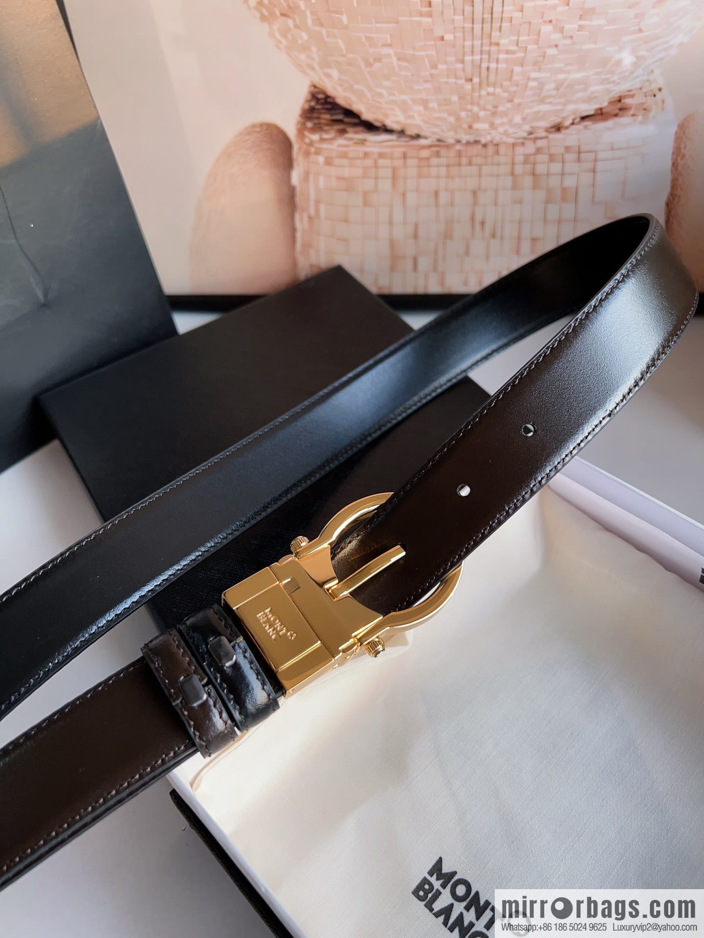Montblanc, Men's Classic 3.0cm Rotatable Oval Double Sided Belt
