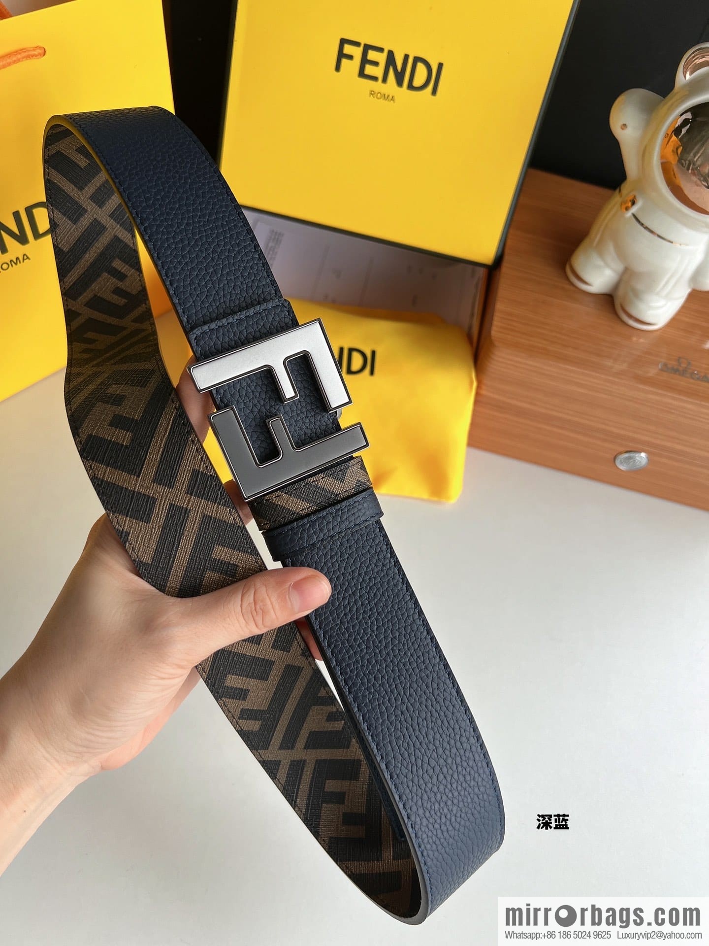 FENDI Fendi, Metal Buckle Printed Fabric Cowhide 4.0cm Belt