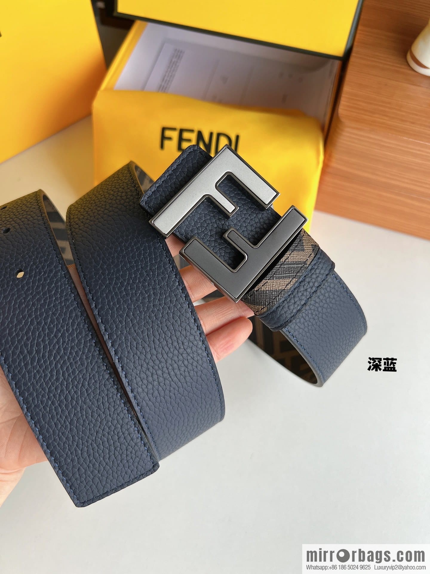 FENDI Fendi, Metal Buckle Printed Fabric Cowhide 4.0cm Belt