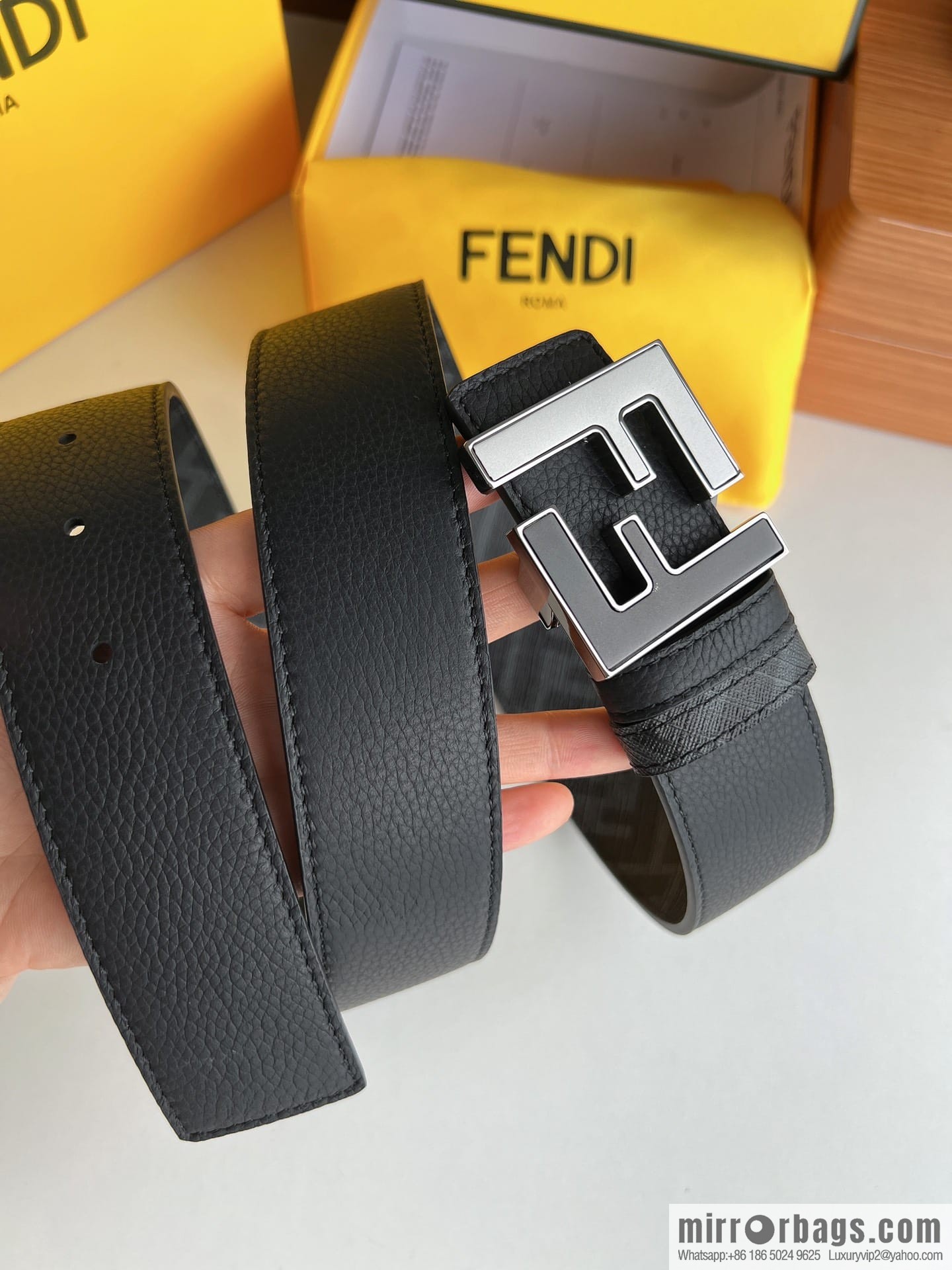 FENDI Fendi, Metal Buckle Printed Fabric Cowhide 4.0cm Belt