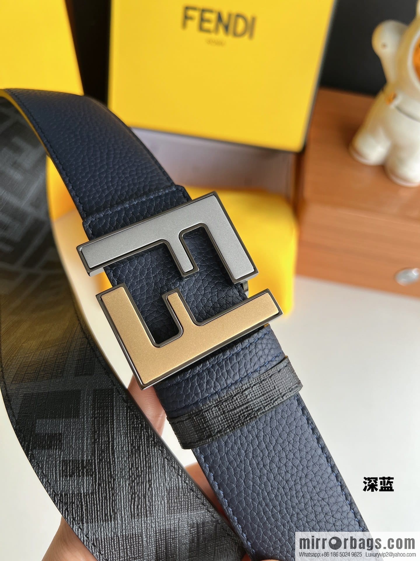 FENDI Fendi, Metal Buckle Printed Fabric Cowhide 4.0cm Belt