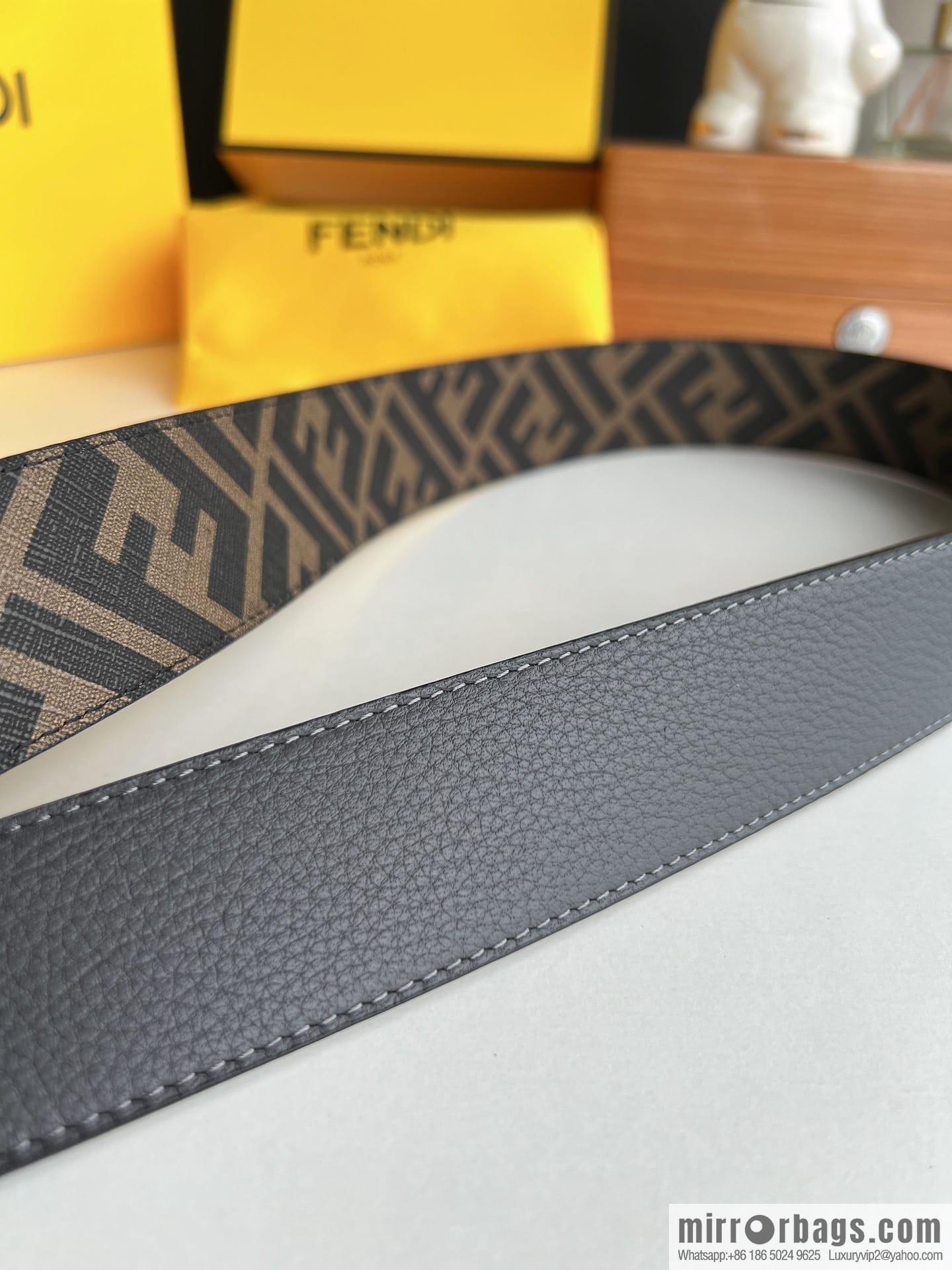 FENDI Fendi, Metal Buckle Printed Fabric Cowhide 4.0cm Belt