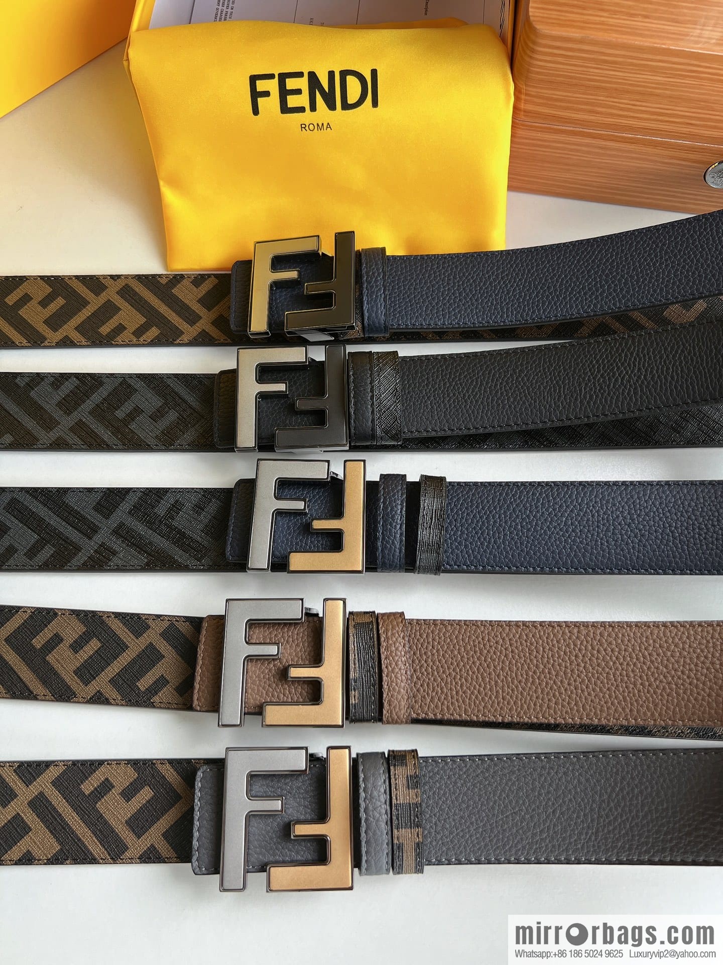 FENDI Fendi, Metal Buckle Printed Fabric Cowhide 4.0cm Belt