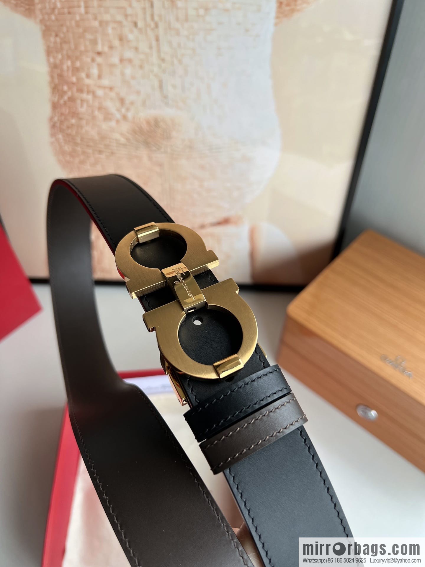 Ferragamo Ferragamo, Stainless Steel Figure 8 Metal Clip Buckle Men's 3.5cm Belt
