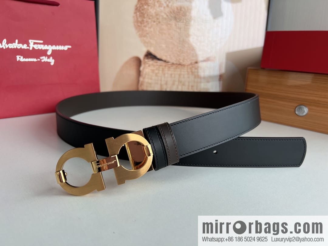 Ferragamo Ferragamo, Stainless Steel Figure 8 Metal Clip Buckle Men's 3.5cm Belt