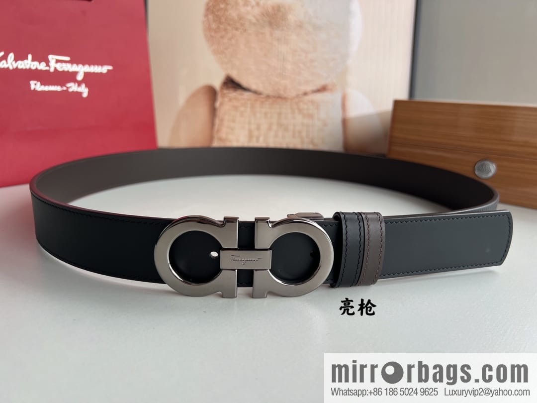 Ferragamo Ferragamo, boutique 8-character counter version metal buckle men's 3.5cm belt